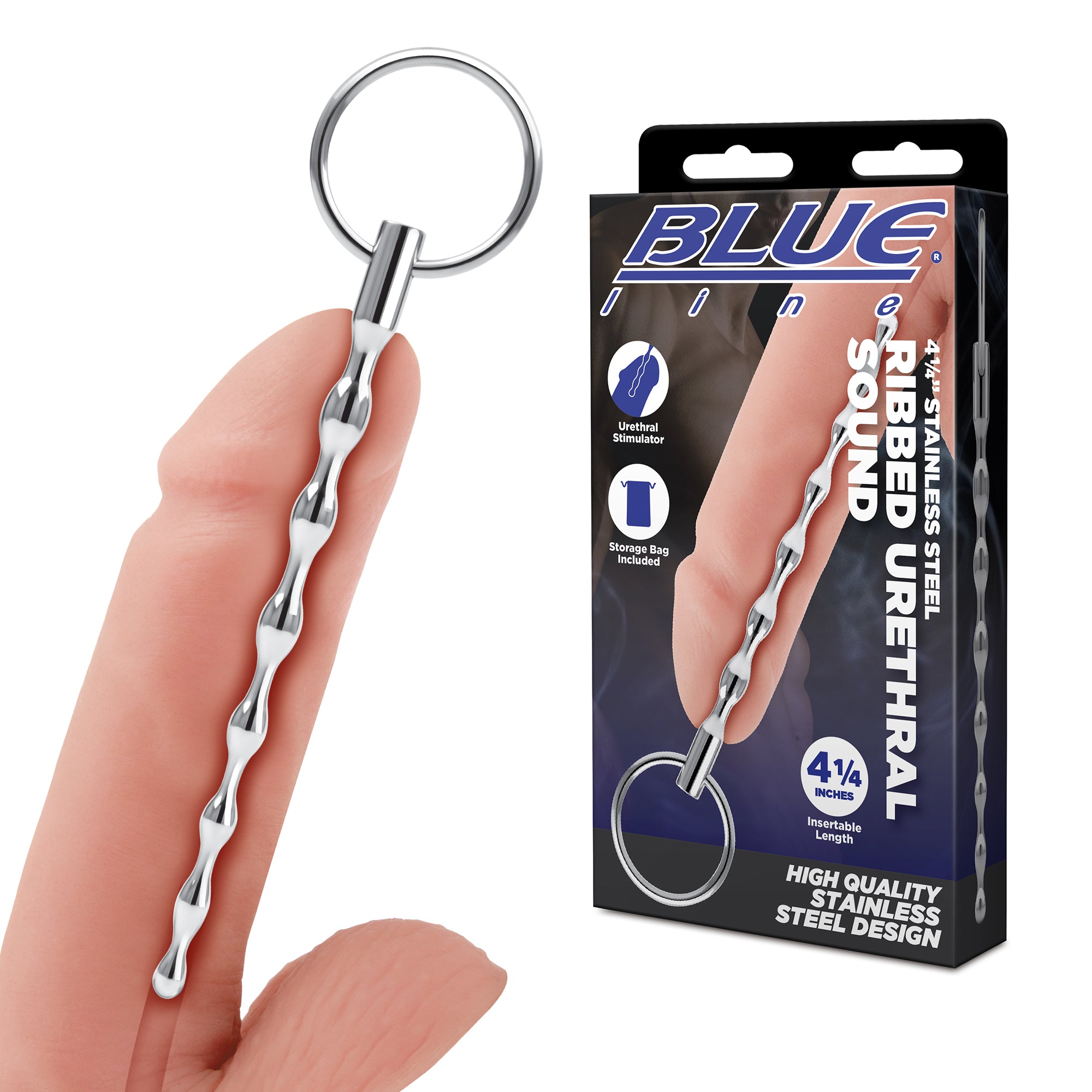 4.25" Stainless Steel Ribbed Urethral Sound