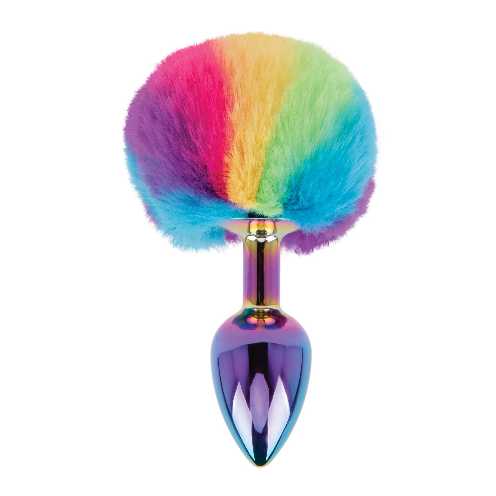 2.95" Metal Bunny Tail Rainbow Butt Plug