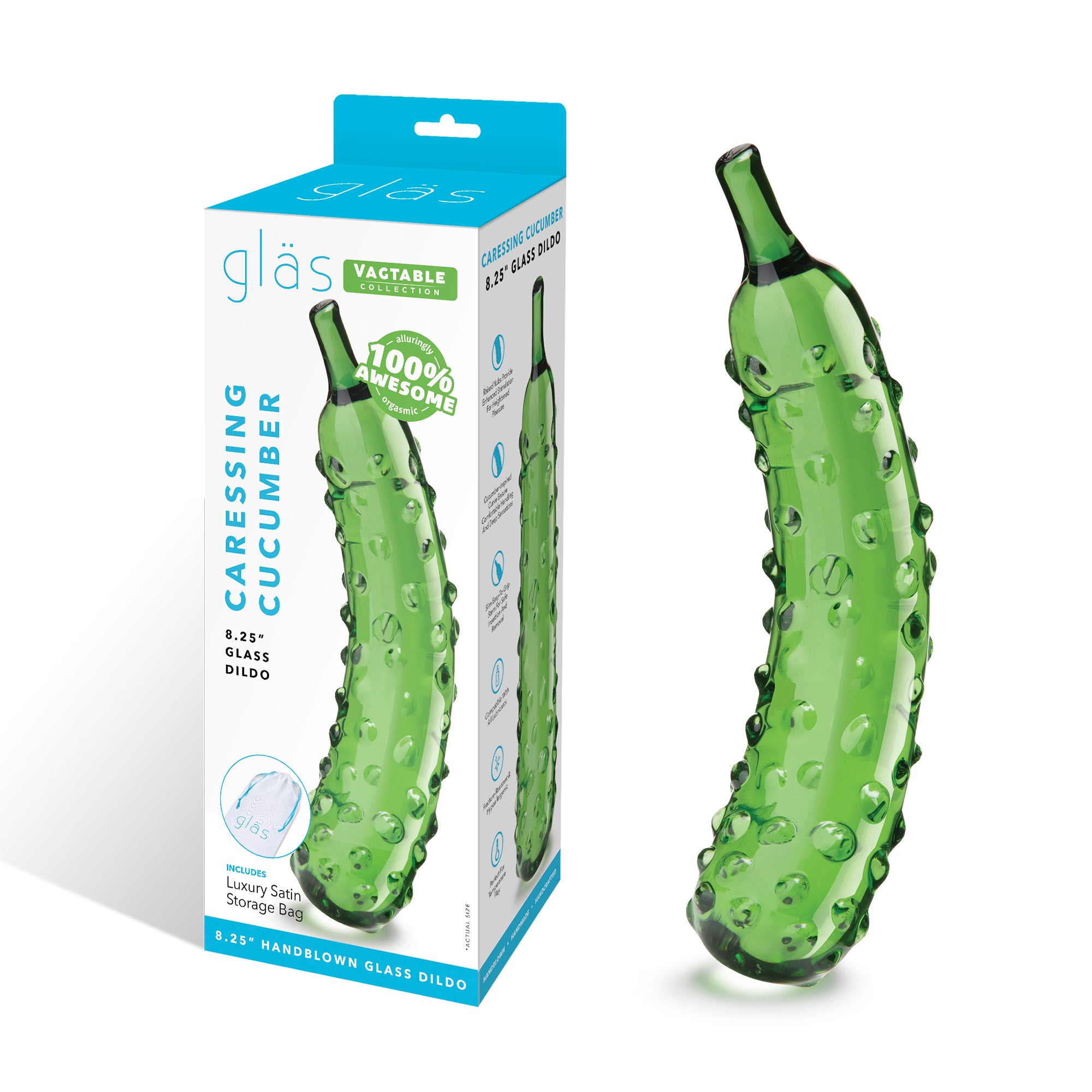 Caressing Cucumber 8.25" Glass Dildo