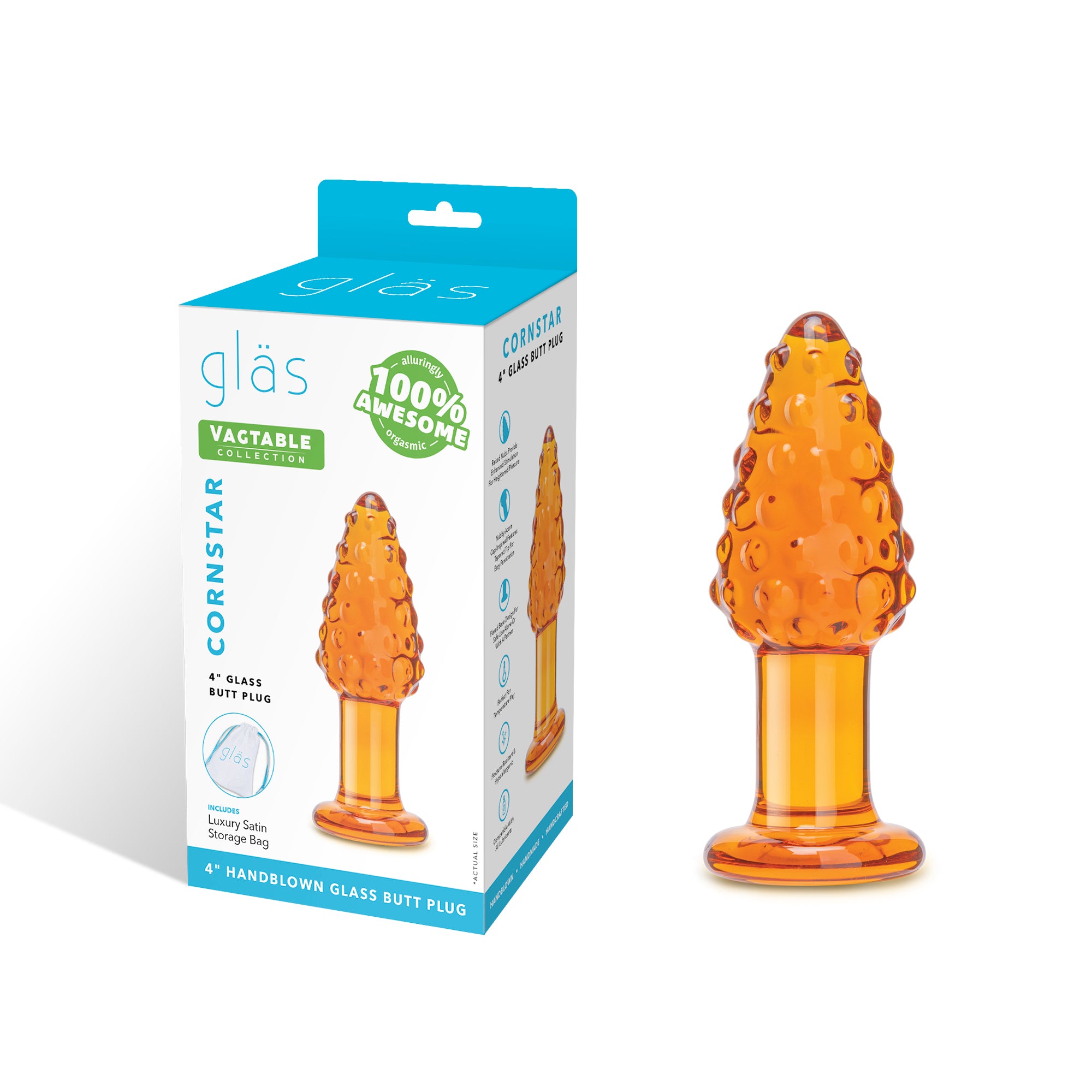 Cornstar 4" Glass Butt Plug