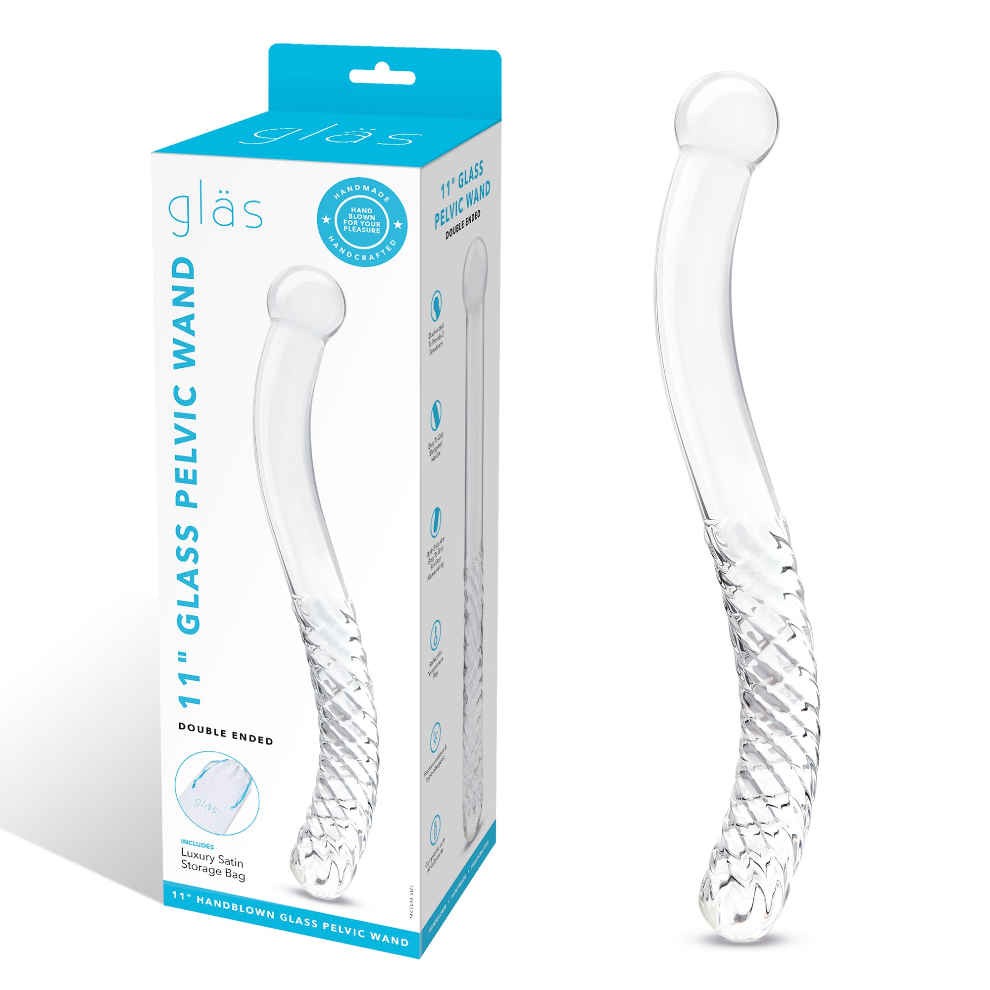 11" Glass Pelvic Wand Double Ended