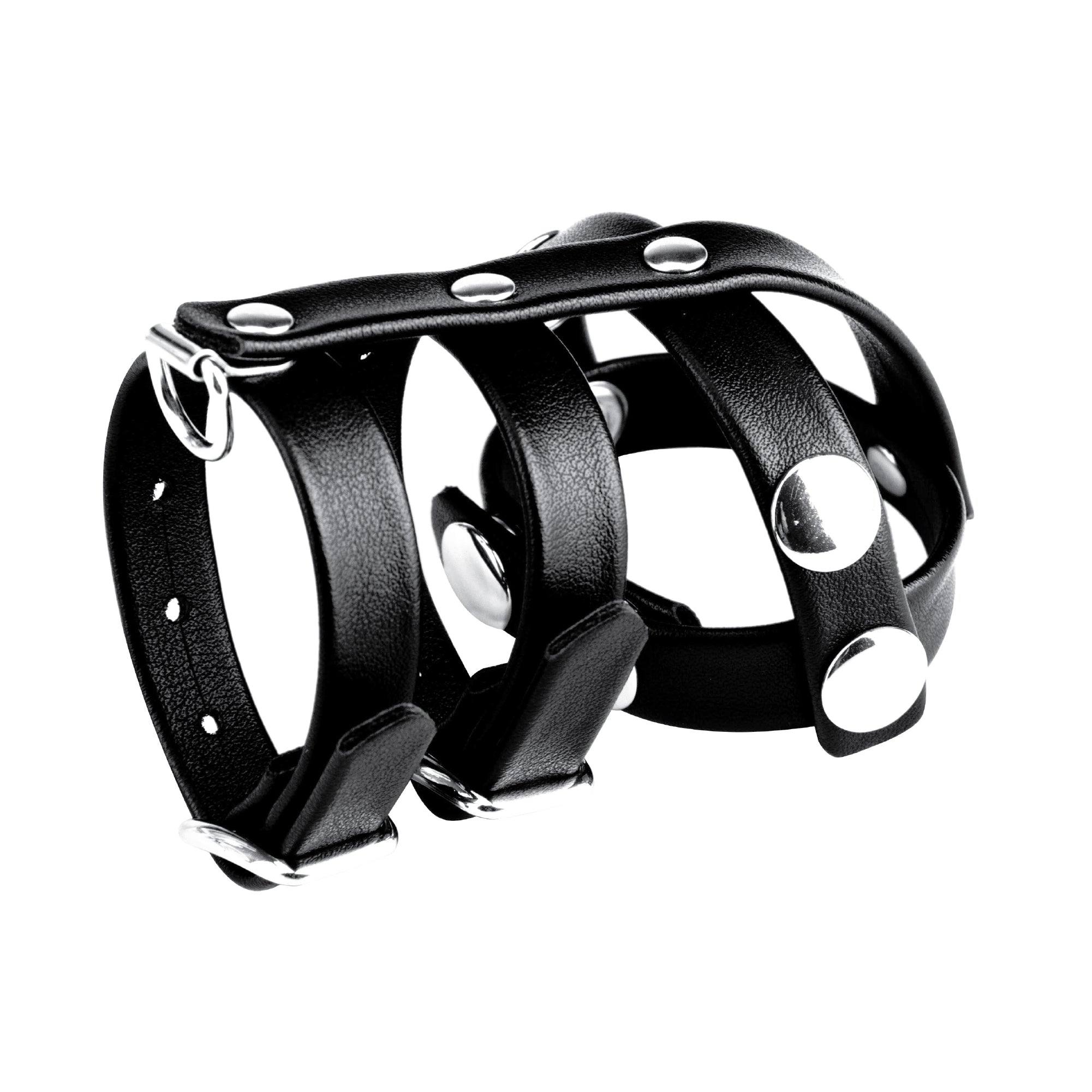 Double Cock And Ball Strap With Leash Lead