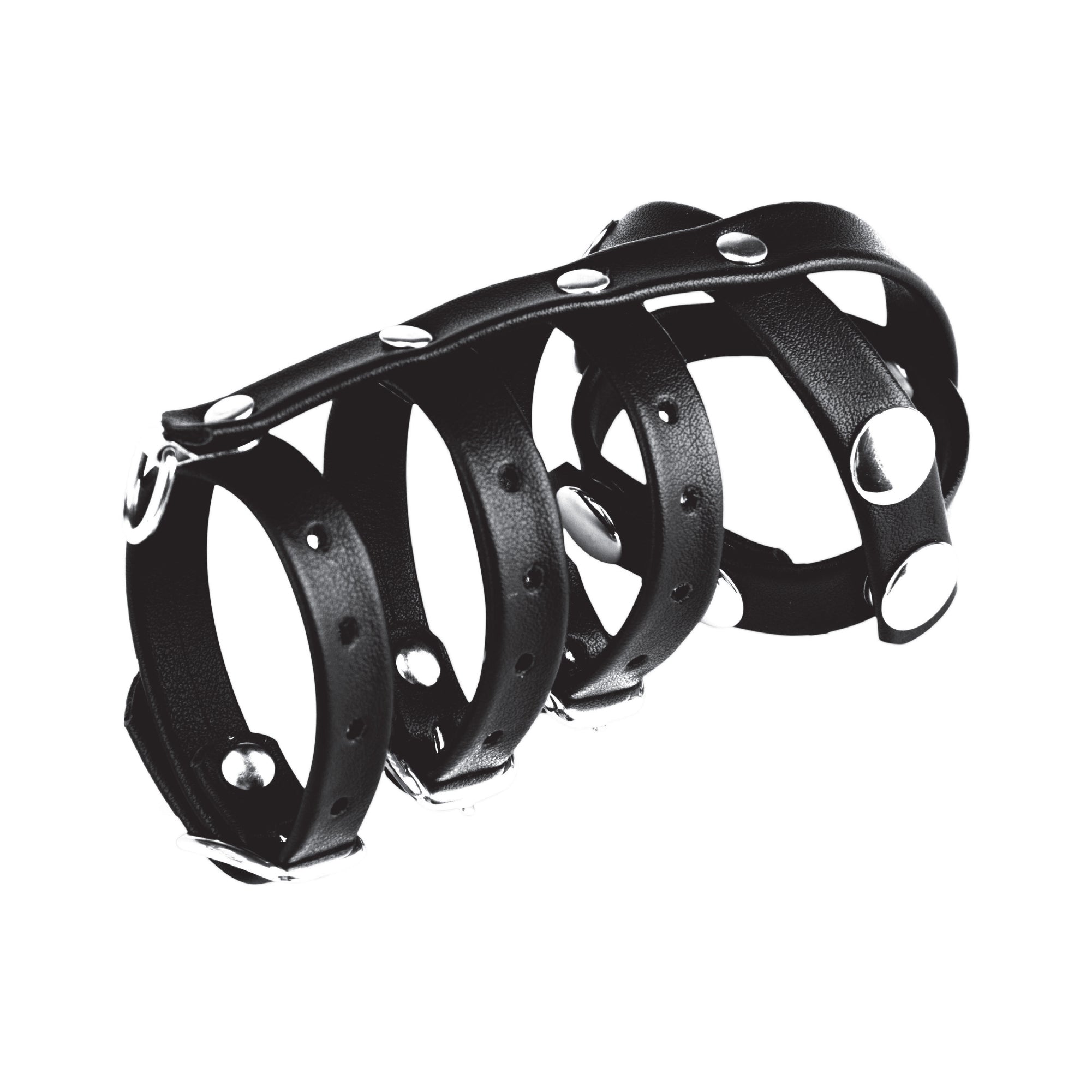 Triple Cock And Ball Strap With Leash Lead