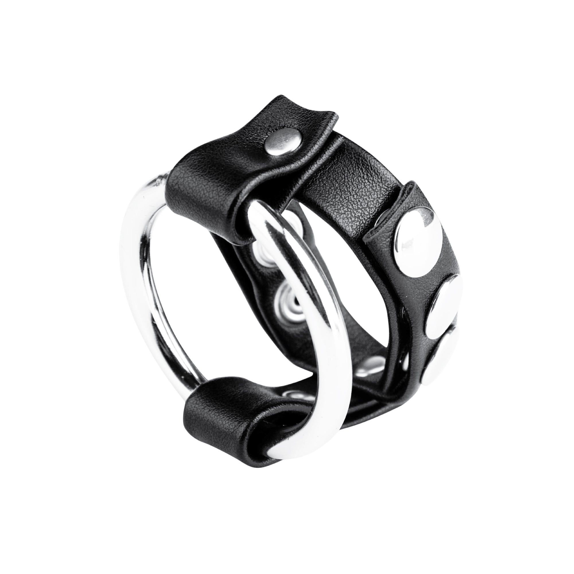 Metal Cock Ring With Adjustable Snap Ball Strap