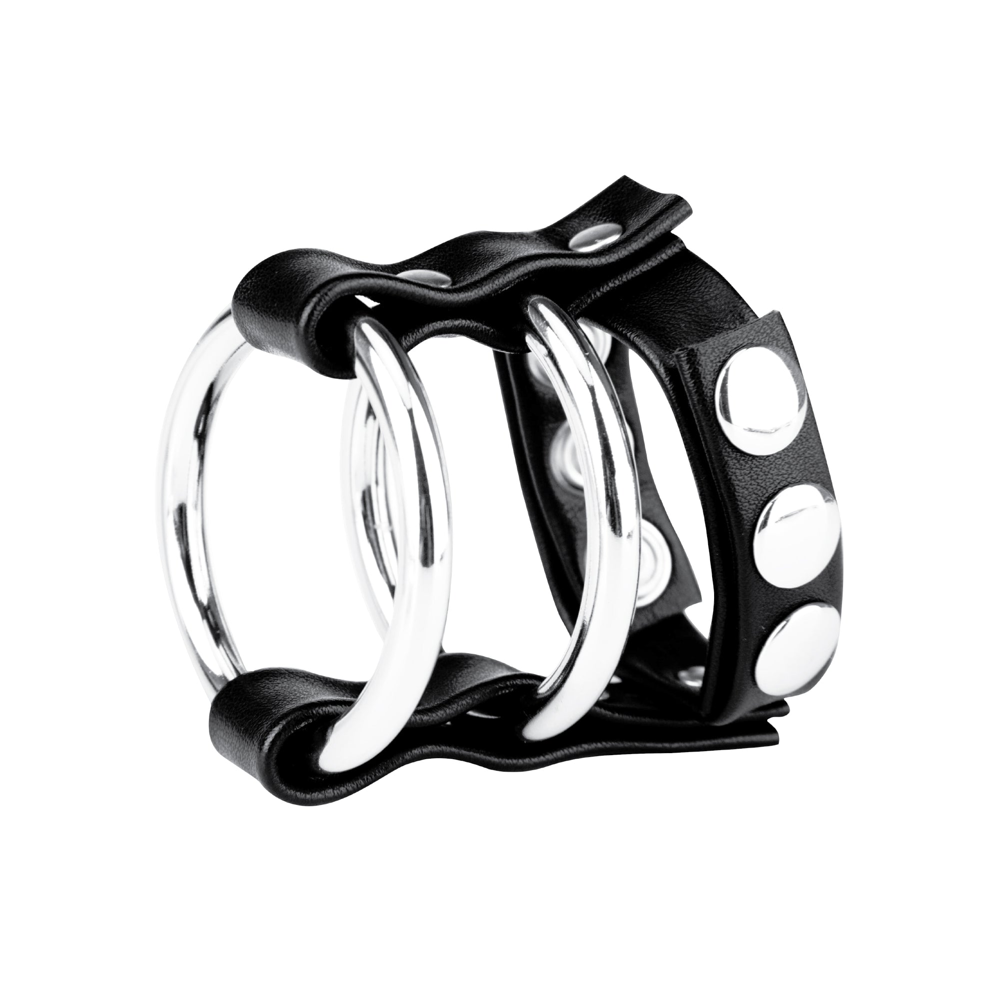 Double Metal Cock Ring With Adjustable Snap Ball Strap
