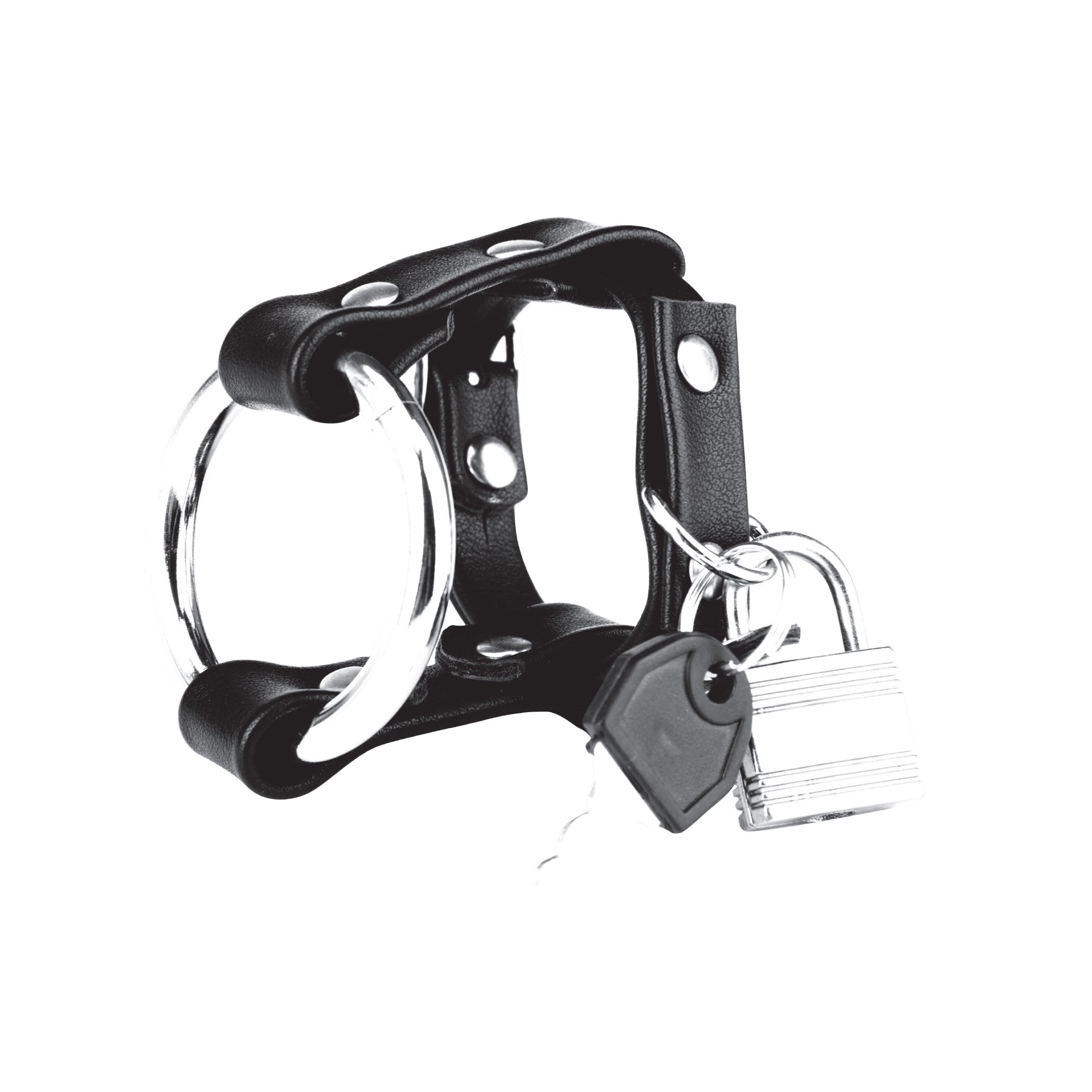 Metal Cock Ring With Locking Ball Strap
