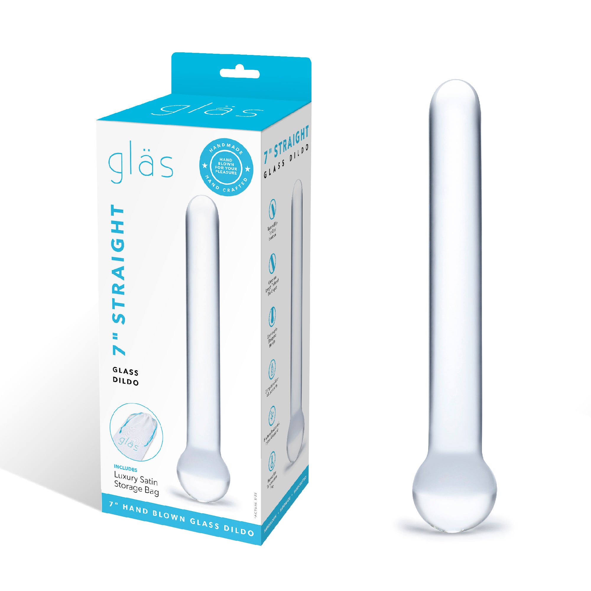 7" straight glass dildo