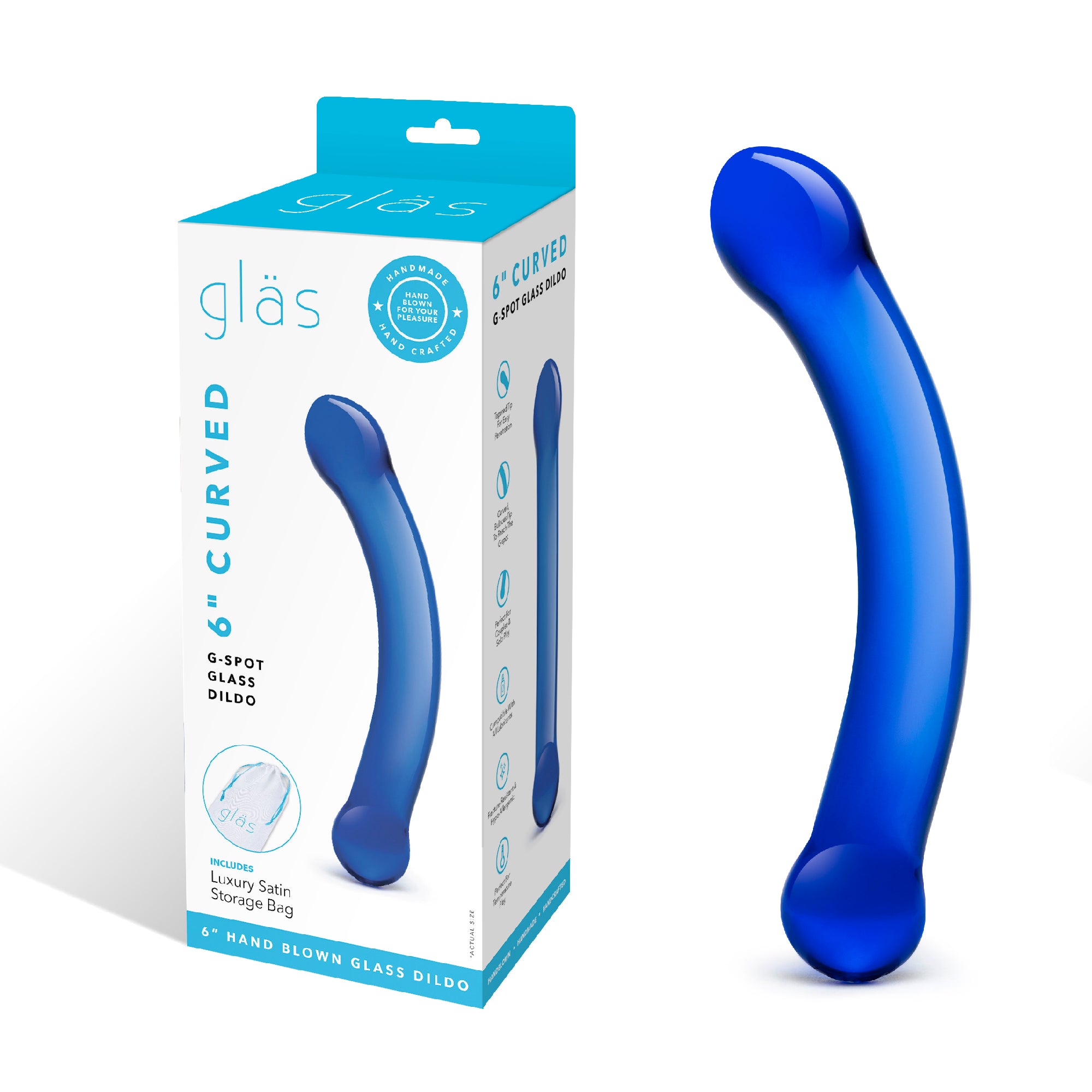 6" Curved G-spot Glass Dildo