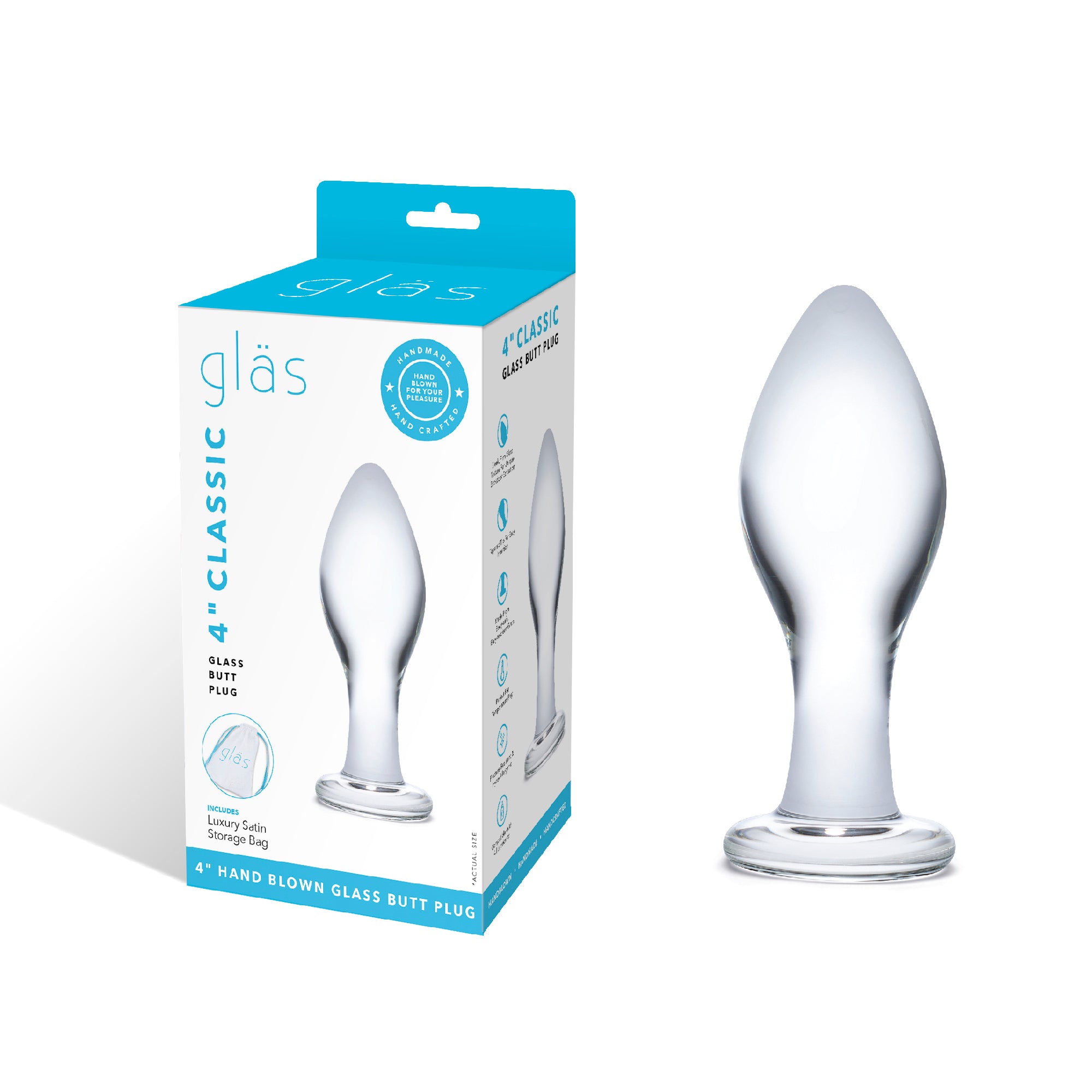 4" Classic Glass Butt Plug