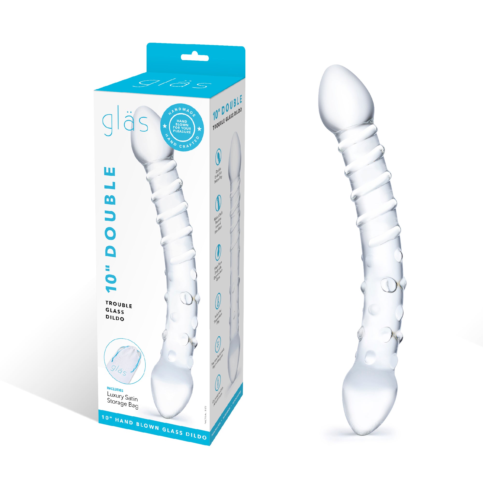 10" Double Trouble Glass Dildo
