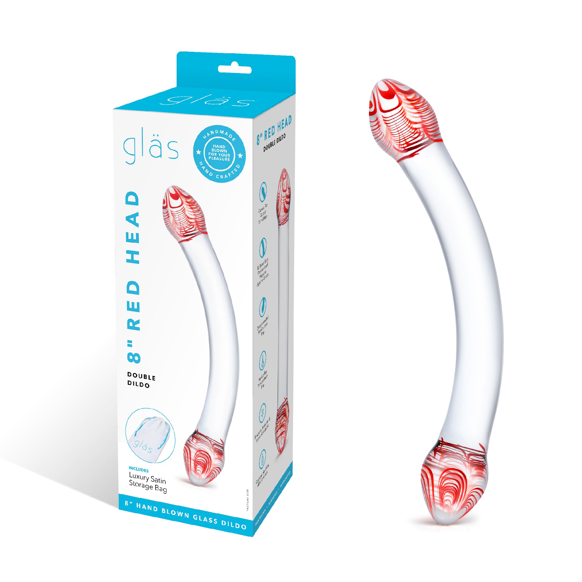 8" Red Head Double Dildo