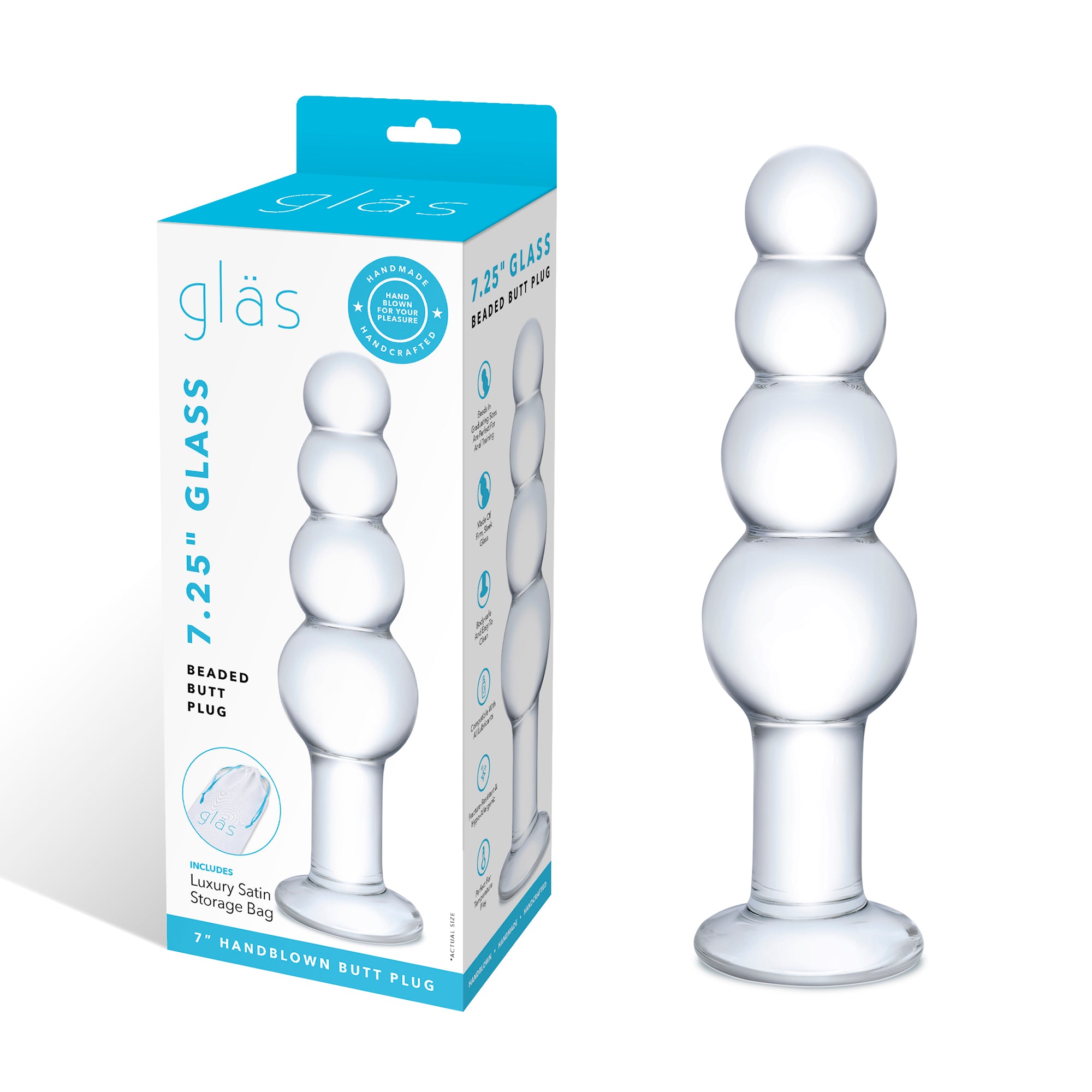 7.25" Glass Beaded Butt Plug