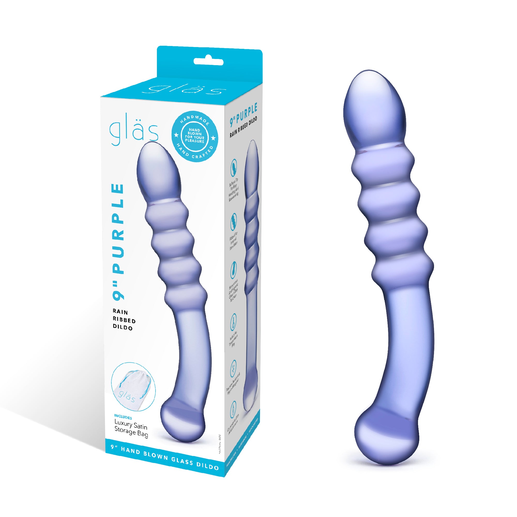 9" Purple Rain Ribbed Dildo