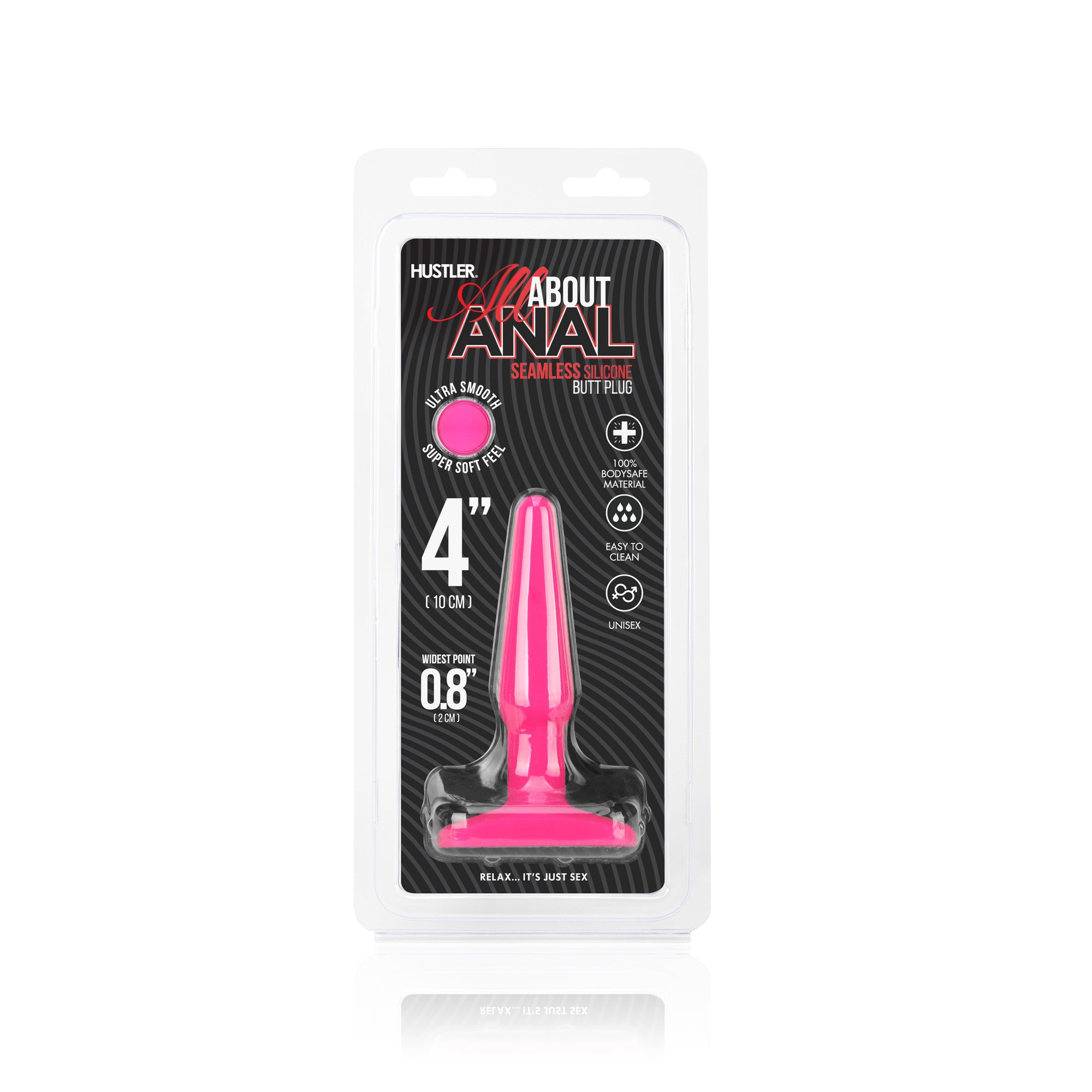 Seamless Silicone Butt Plug 4" - Hot Pink