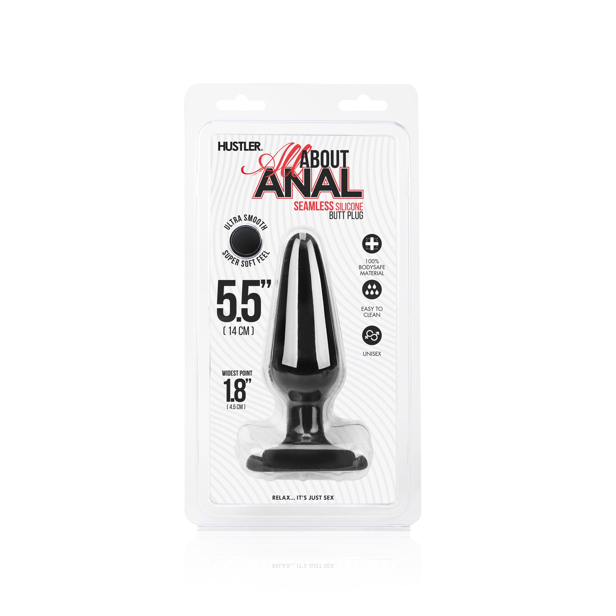 Seamless Silicone Butt Plug 5.5" - Black