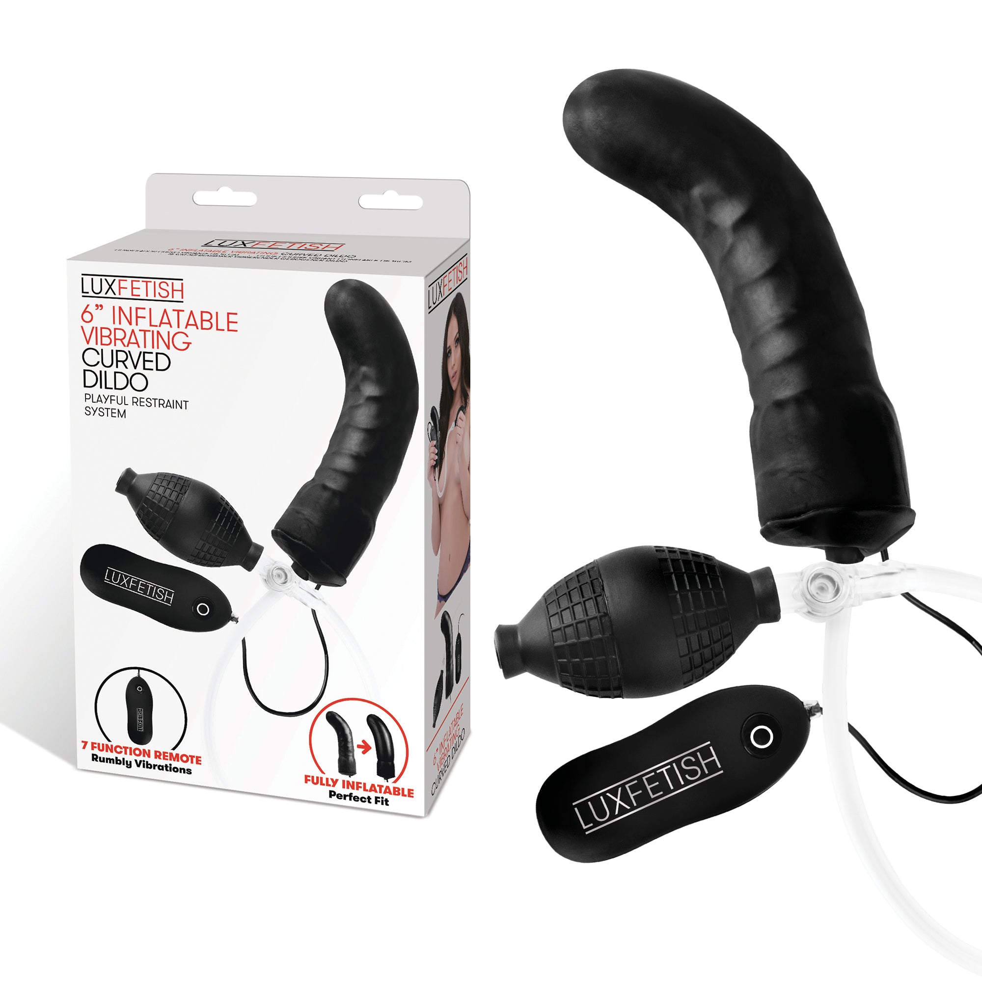 6" Inflatable Vibrating Curved Dildo
