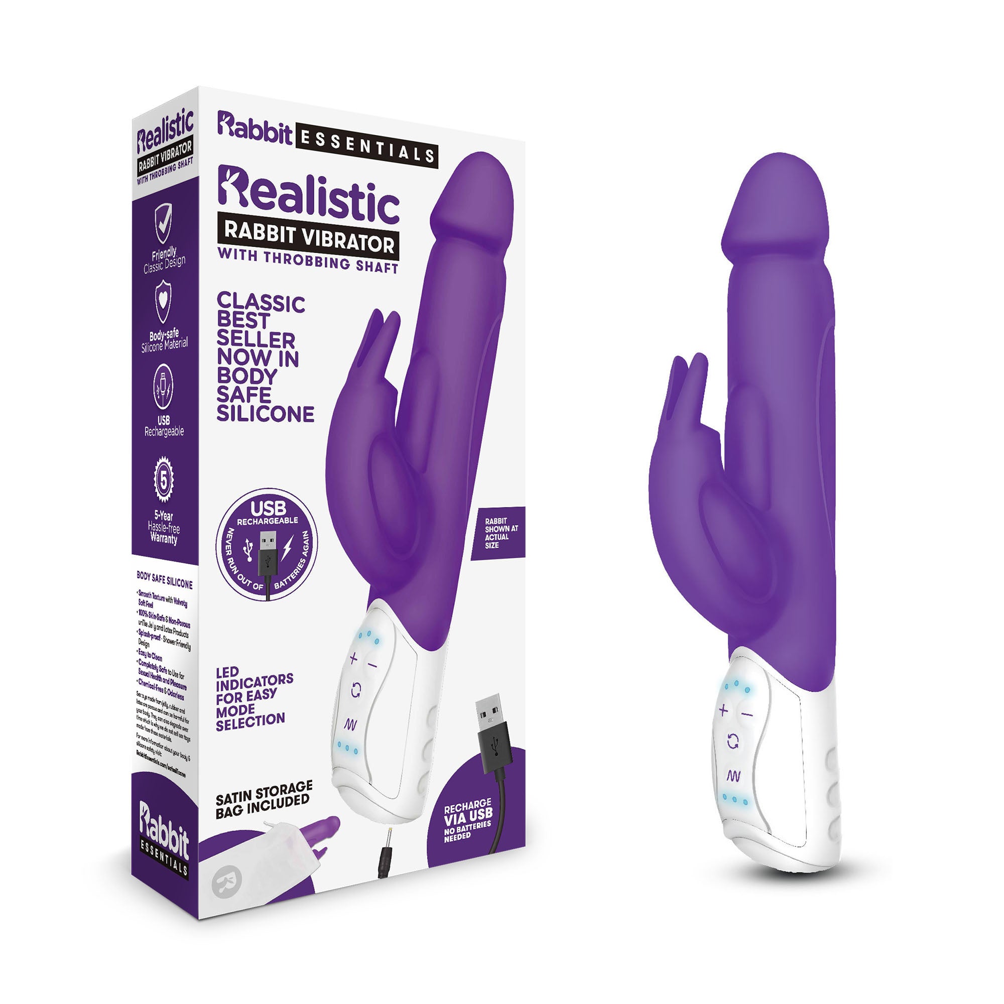 Rechargeable Realistic Rabbit - Purple