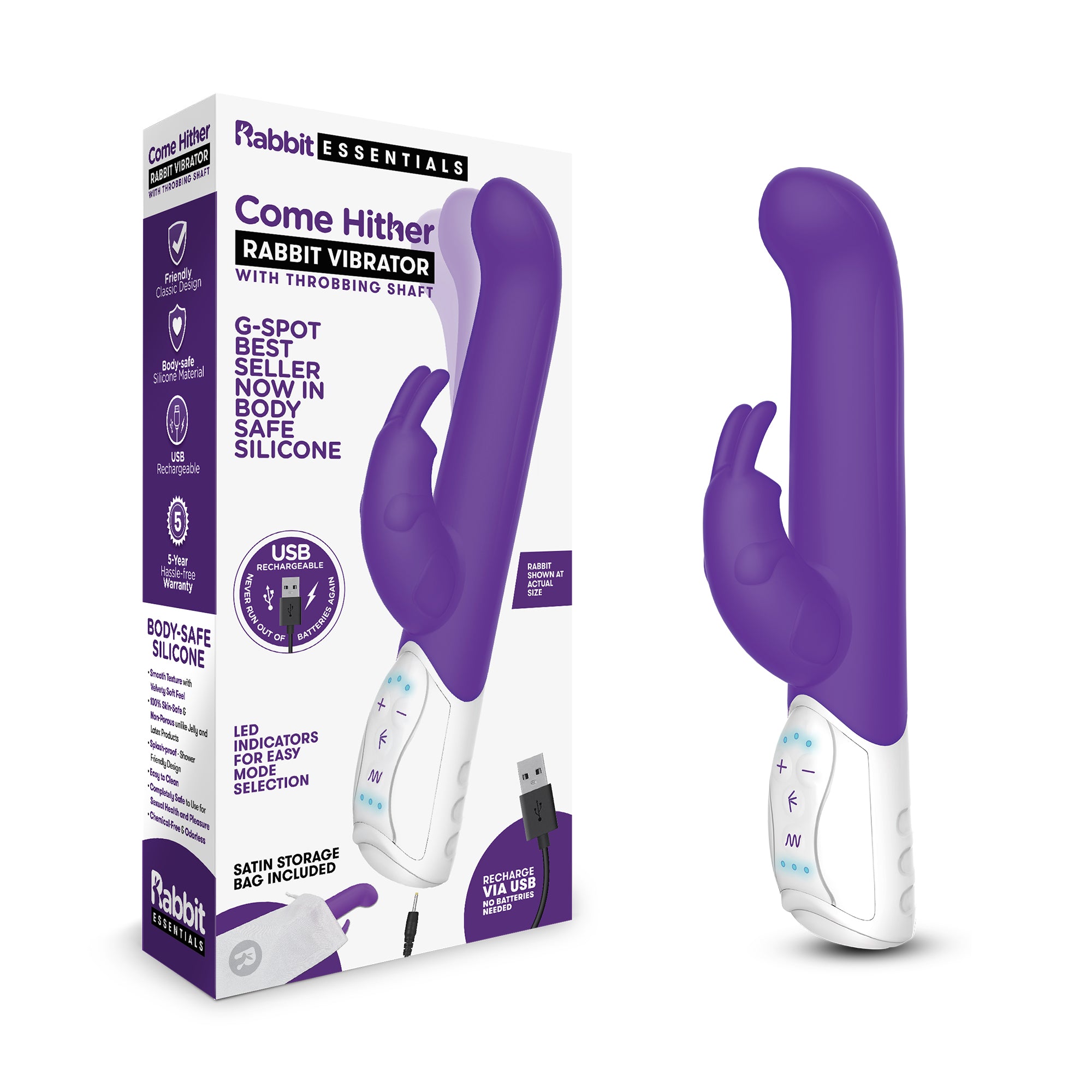 Rechargeable Come Hither G-Spot Rabbit - Purple