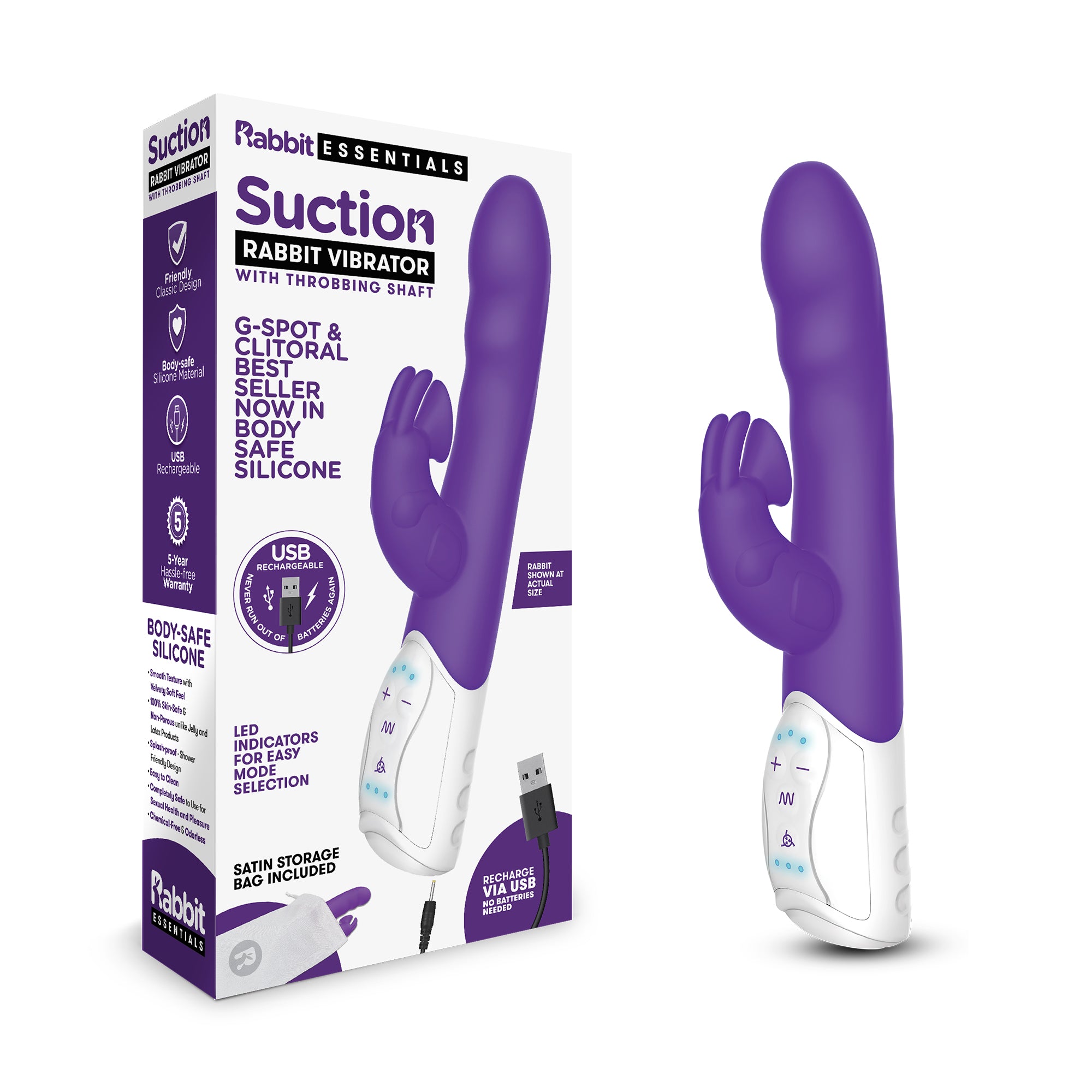 Rechargeable Clitoral Suction Rabbit - Purple