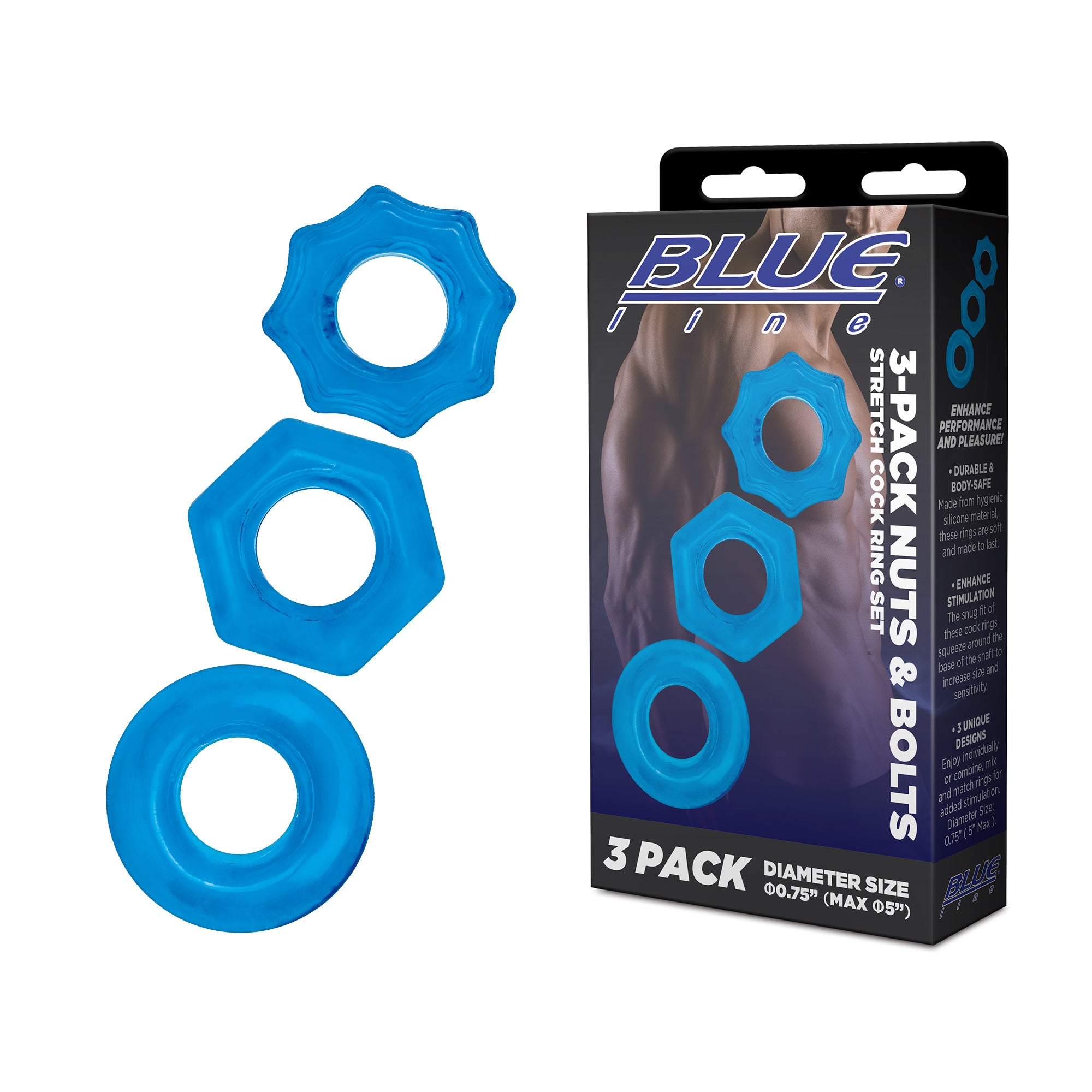 3-Pack Nuts & Bolts Stretch Cock Ring Set