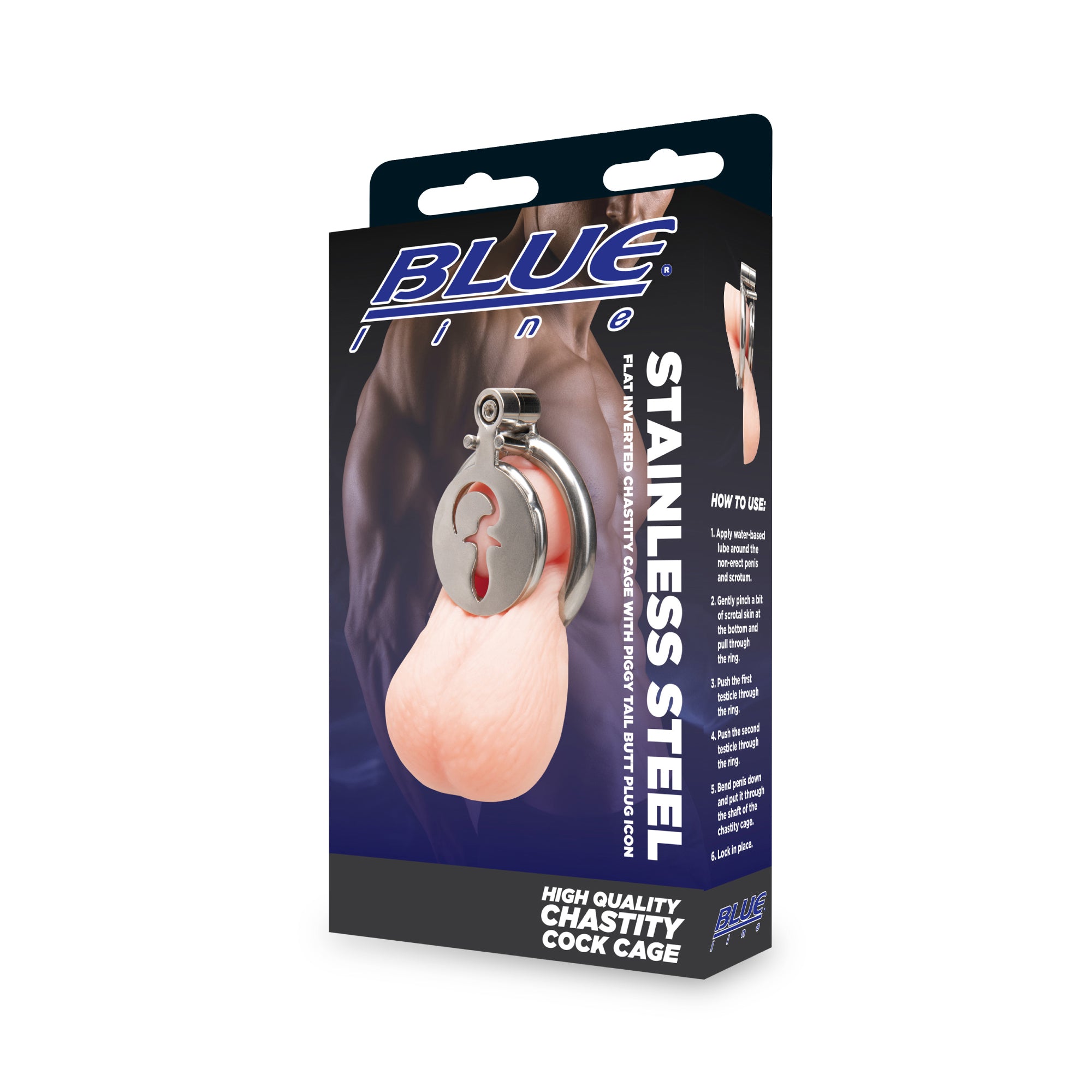 Stainless Steel Flat Inverted Cage With Piggy Tail Butt Plug Icon