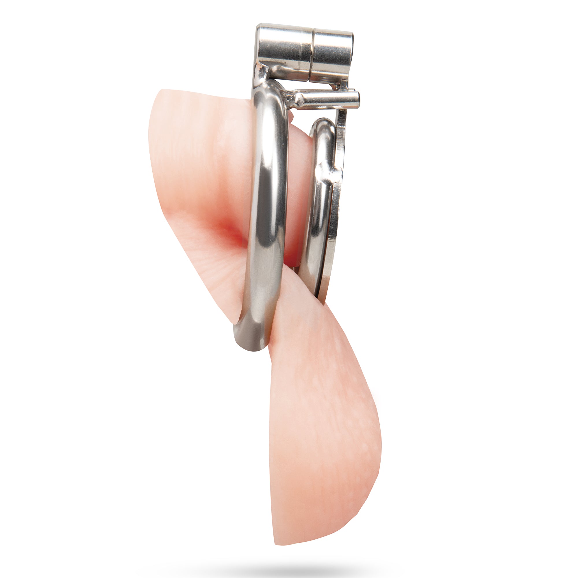 Stainless Steel Flat Inverted Cage With Piggy Tail Butt Plug Icon