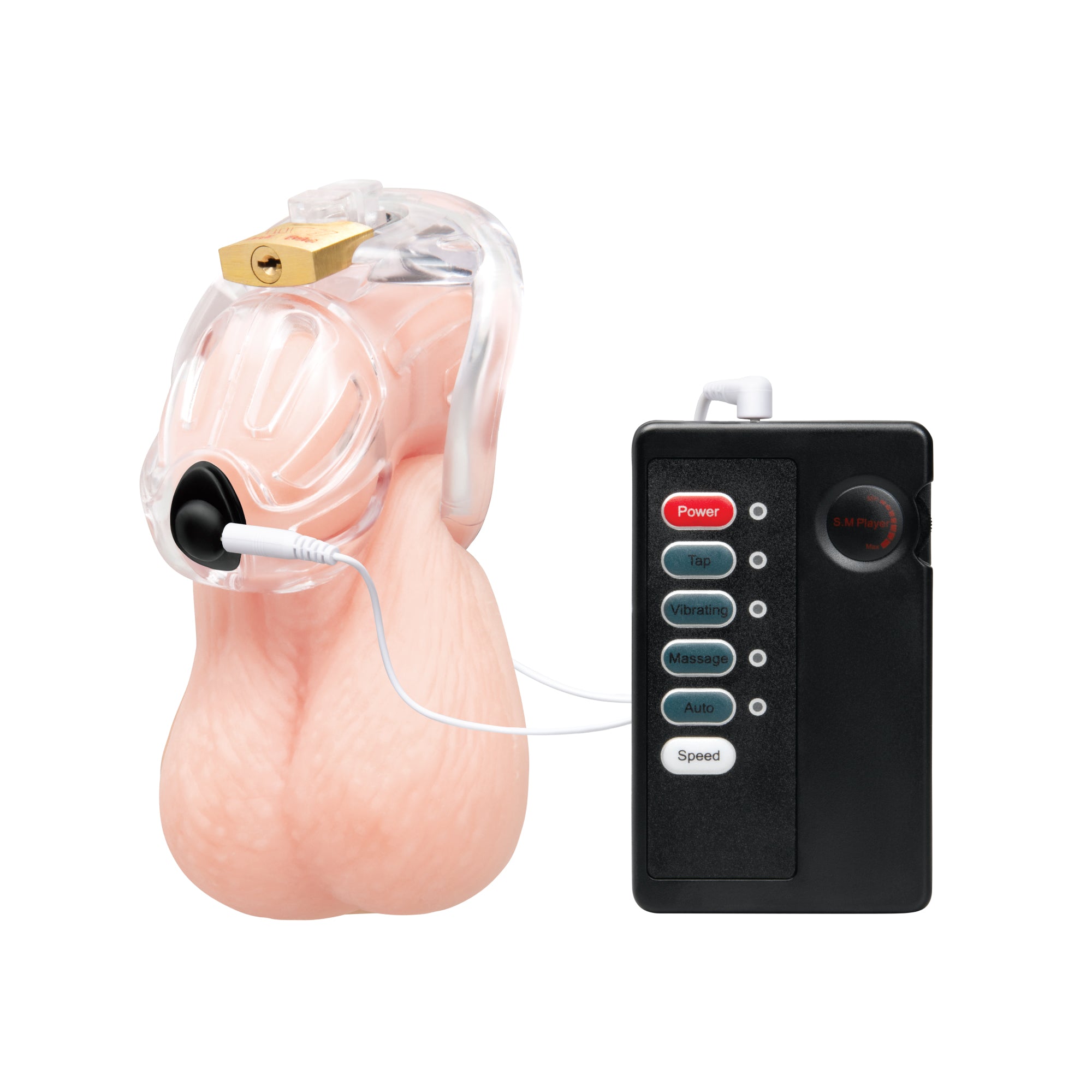 1.75" Electroshock Acrylic See Thru Chastity Cock Cage