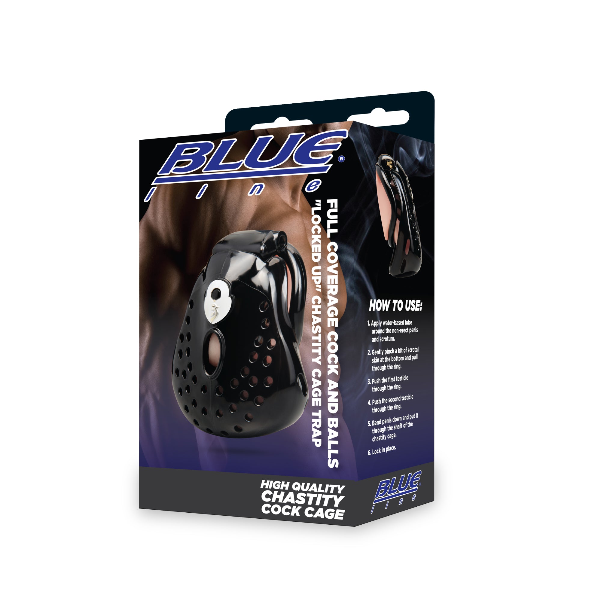 Full Coverage Cock and Balls "Locked Up" Chastity Cage Trap - Black