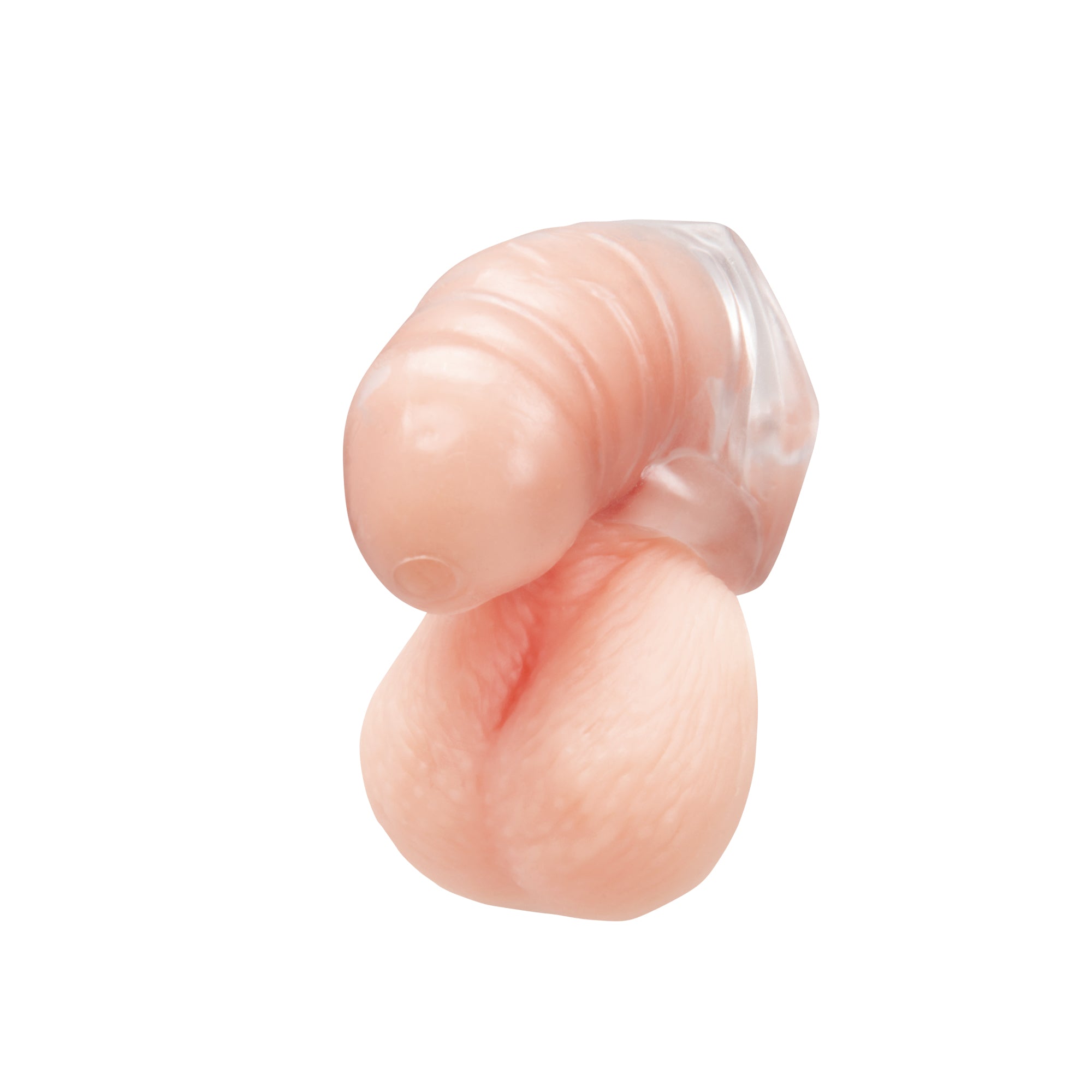 TPE Chastity Cage with Ball Loop and Pisshole - Clear