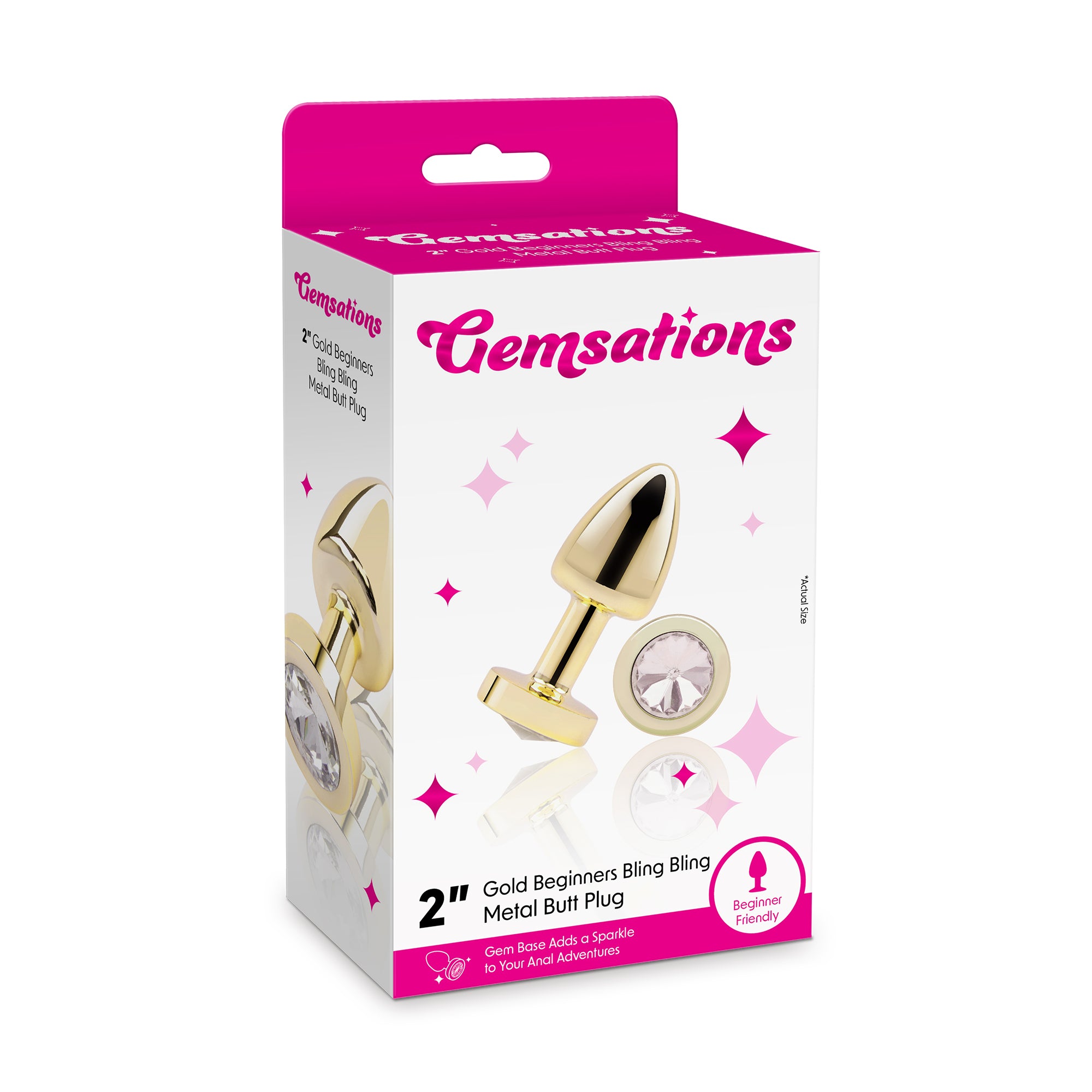 2” Beginners Bling Bling Metal Butt Plug - Gold