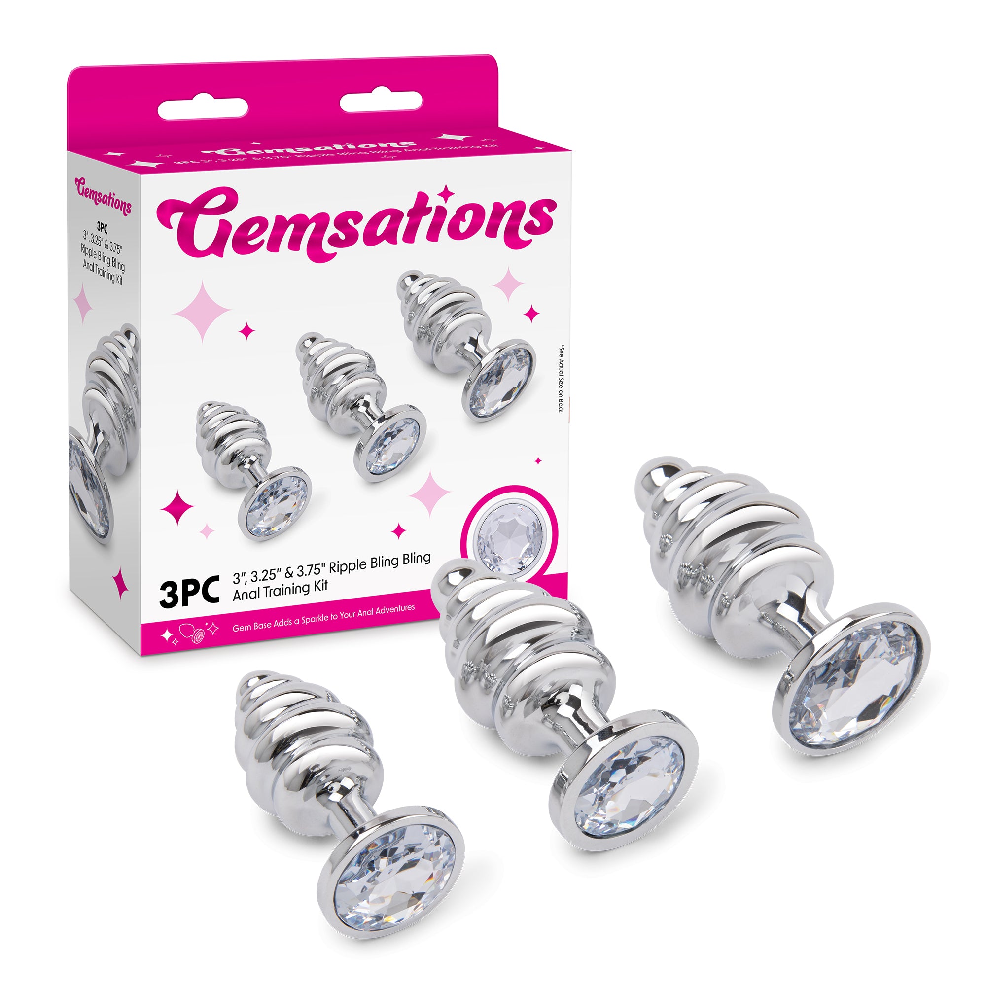 3pc 2.95", 3.25", 3.7" Ripple Bling Bling Anal Training Kit
