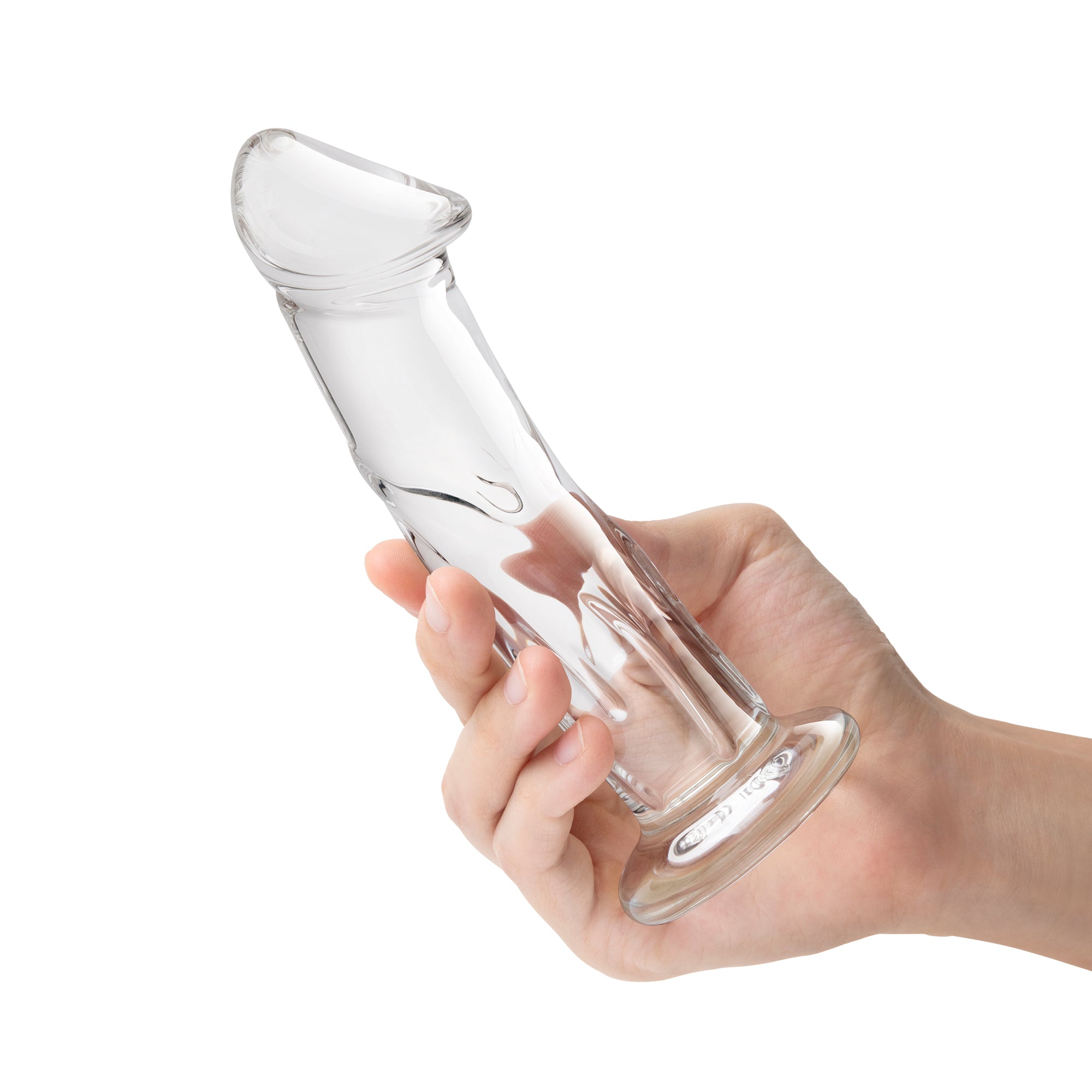 6" Glass Dildo With Veins & Flat Base