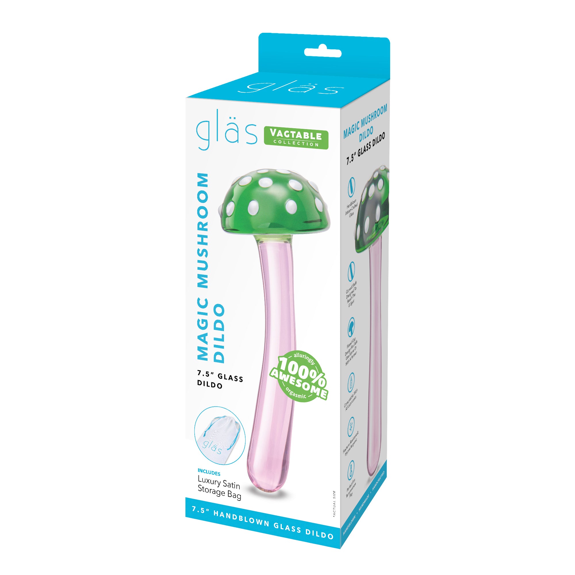 Magic Mushroom Dildo 7.5" Glass Dildo