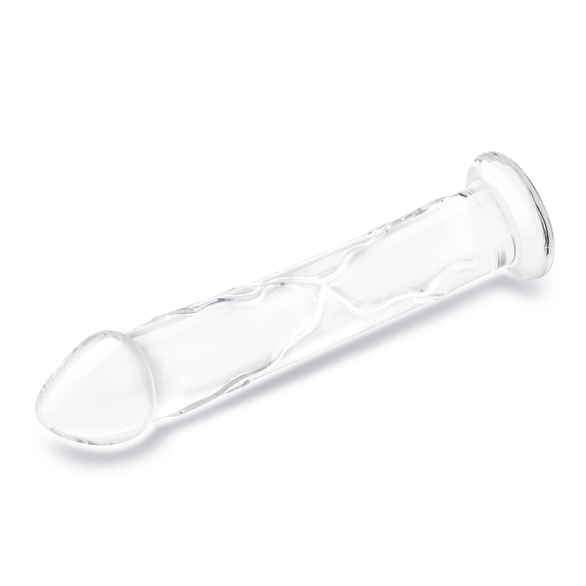 12" Glass Dildo With Veins & Flat Base