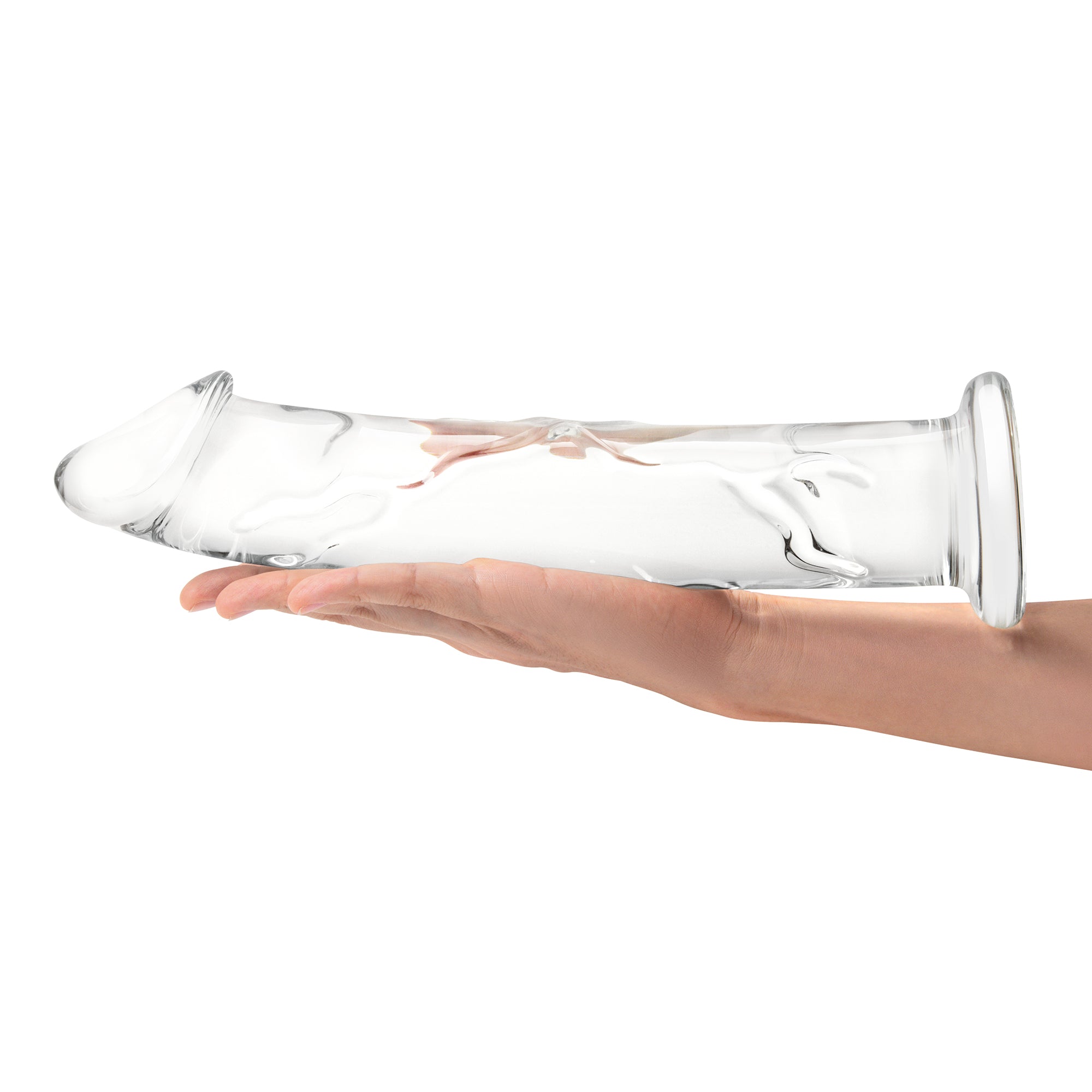 12" Glass Dildo With Veins & Flat Base