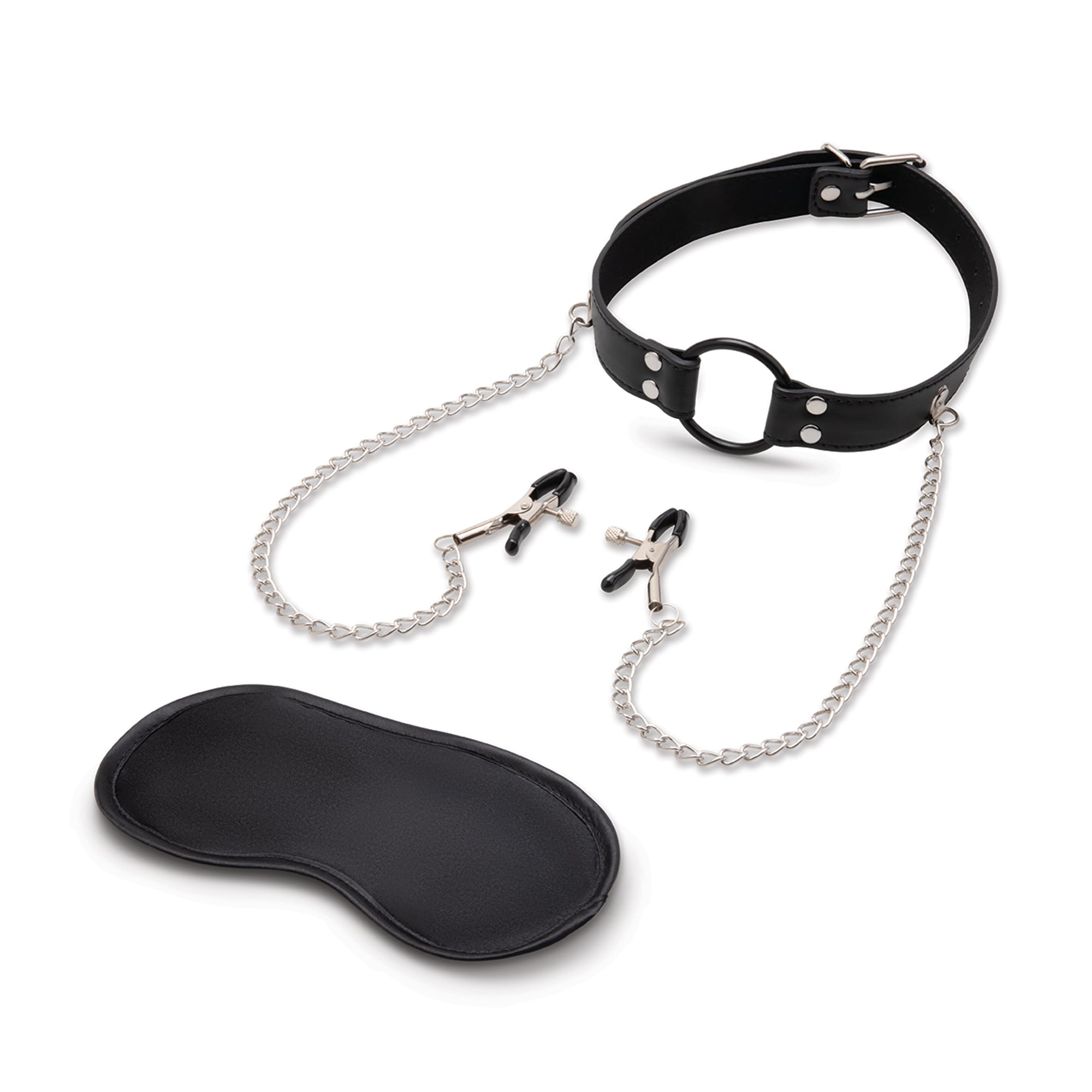 Open Mouth Gag with Nipple Clips