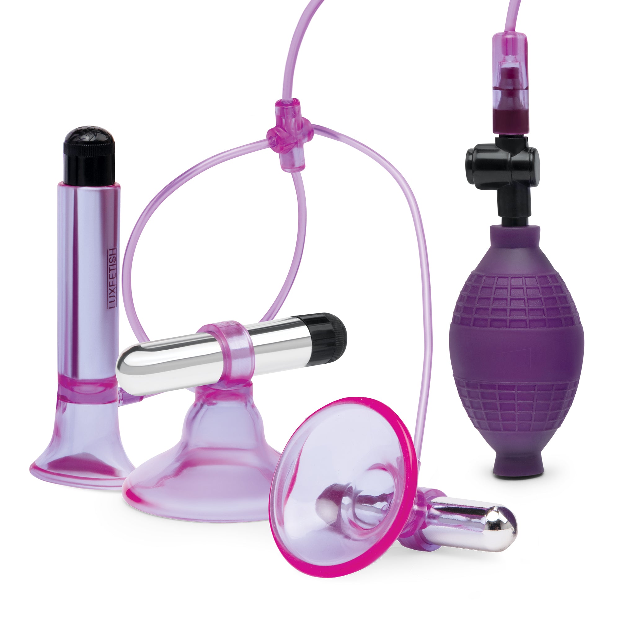 Vibrating Nipple Suckers with Clitoral Pump and Quick Release