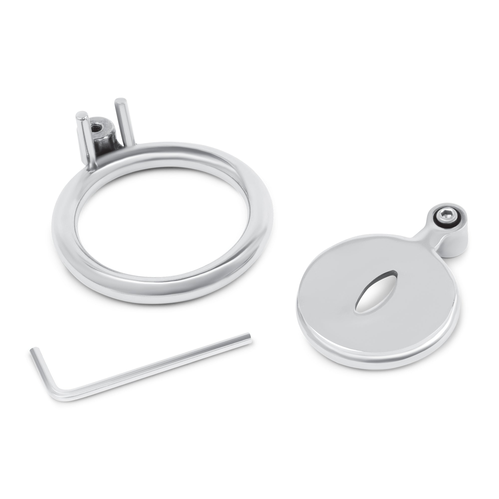 Stainless Steel Flat Inverted Chastity Cage With Cats Eye