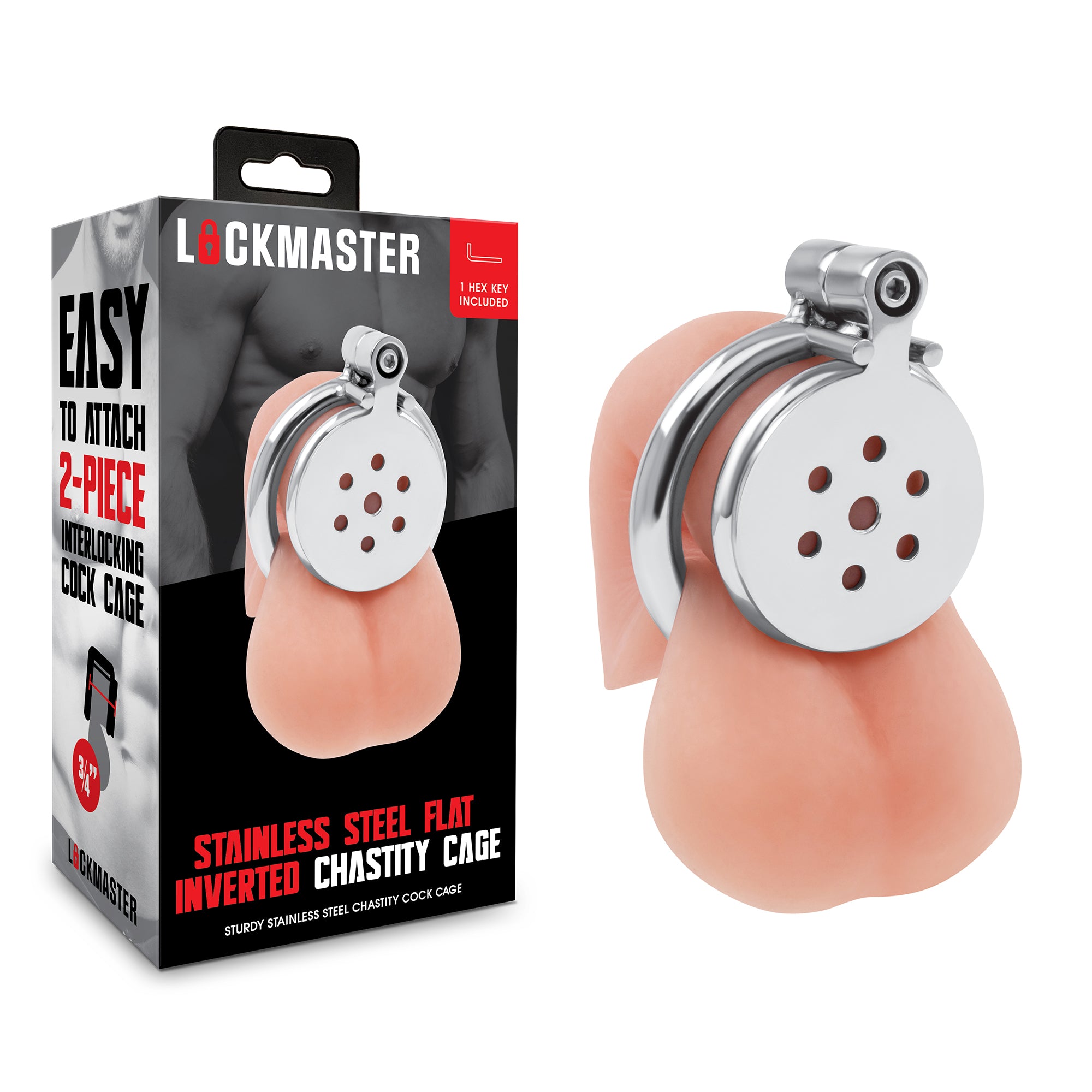 Stainless Steel Flat Inverted Chastity Cage