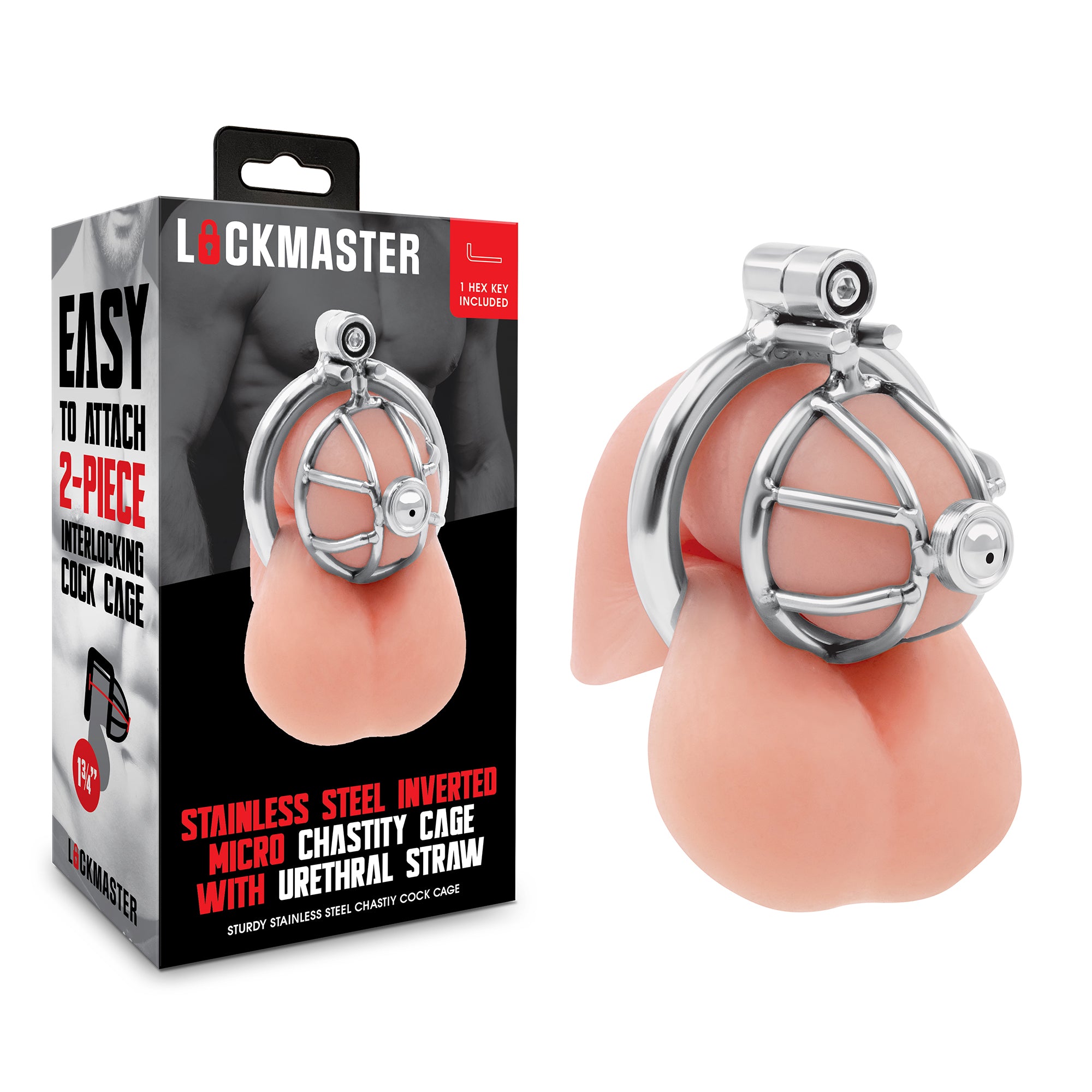 Stainless Steel Inverted Micro Chastity Cage With Urethral Straw