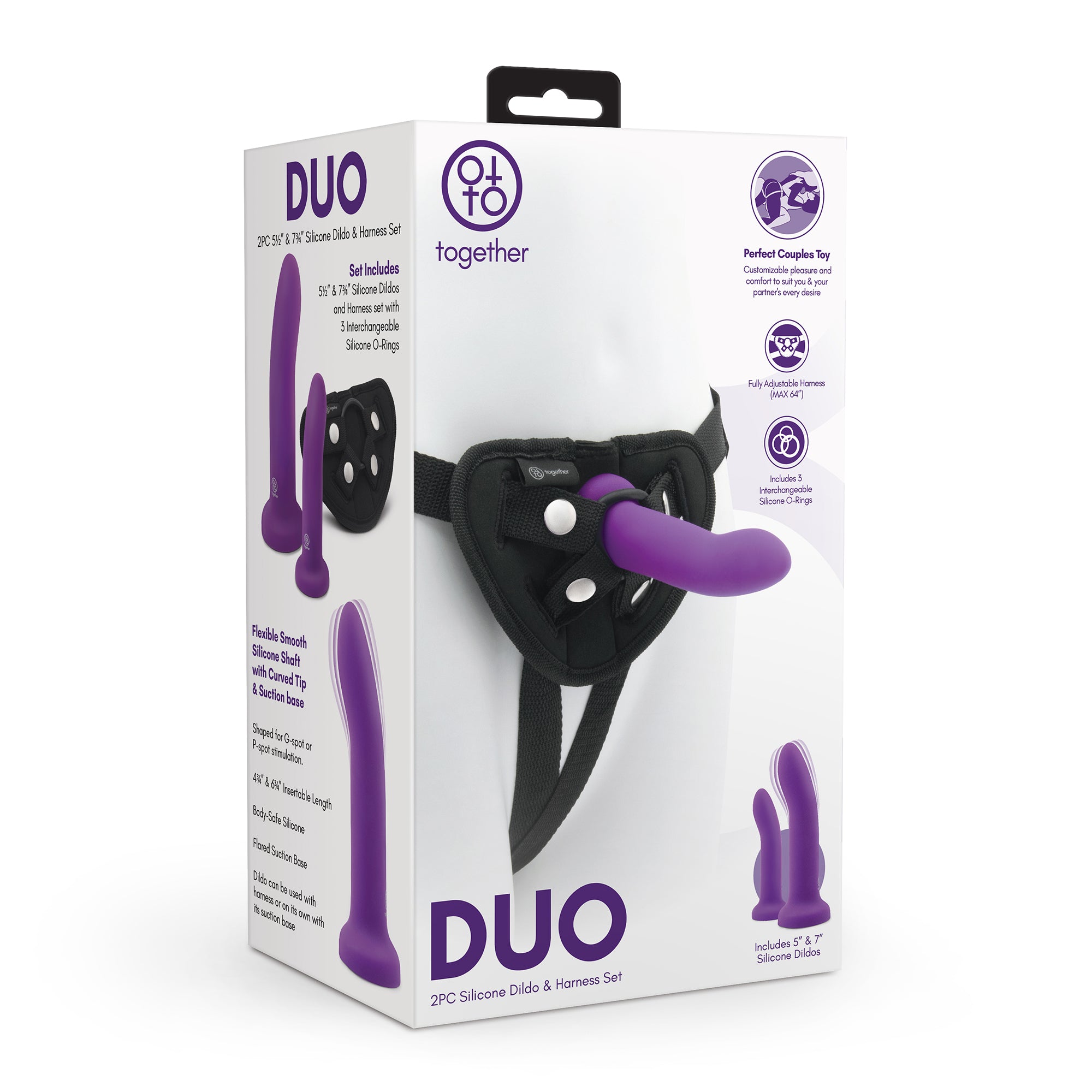 DUO 2PC 5.5" & 7.75" Silicone Dildo & Harness Set