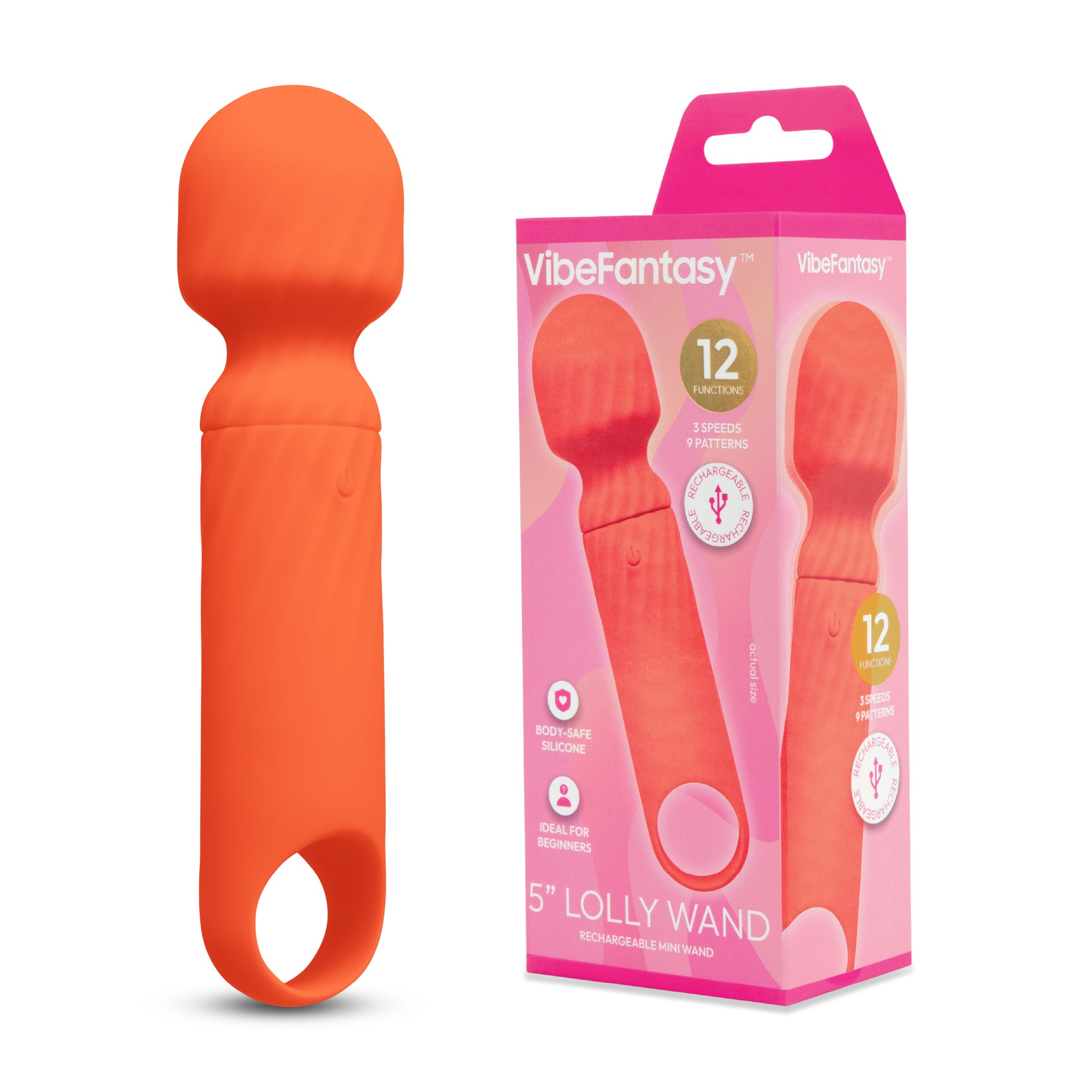 5" Lolly Wand - Rechargeable Mini Wand - Orange