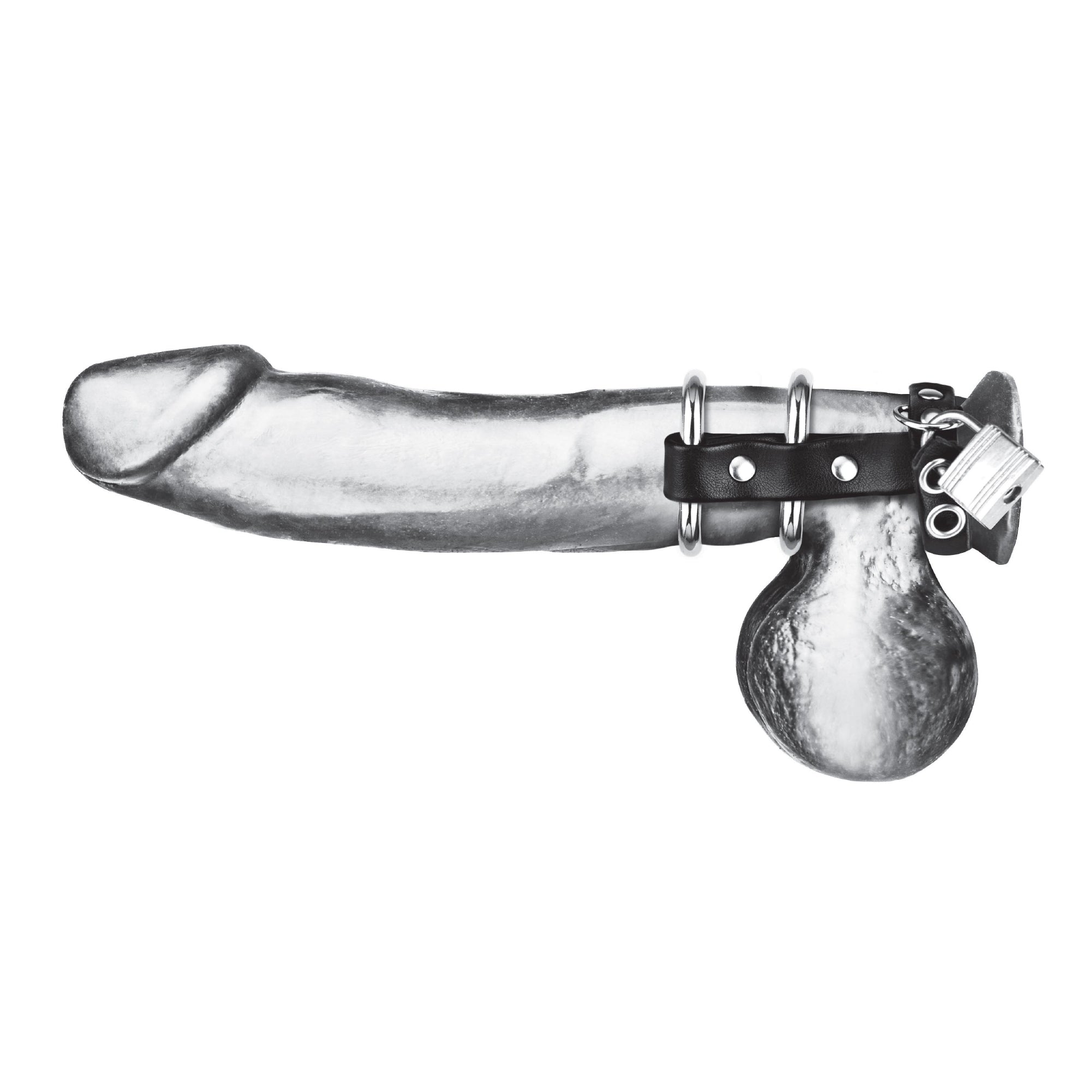 Double Metal Cock Ring With Locking Ball Strap