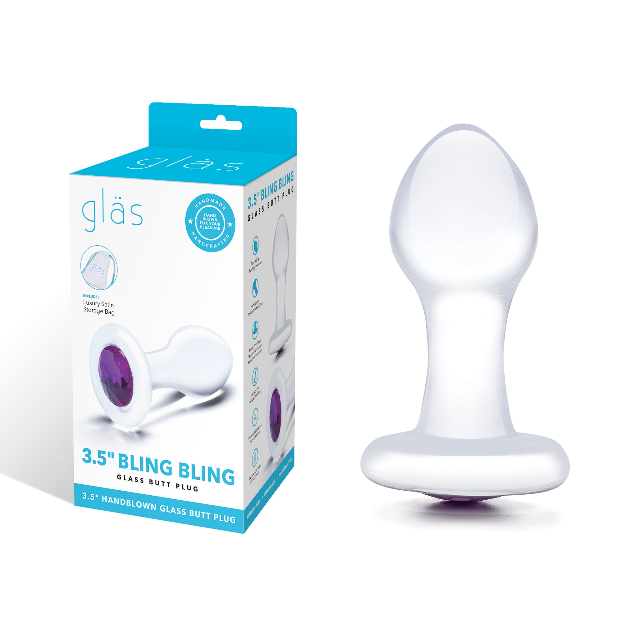 3.5" Bling Bling Glass Butt Plug
