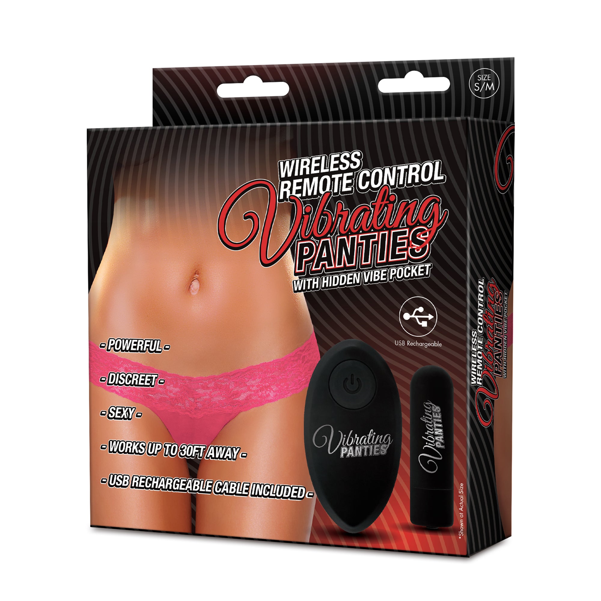 Wireless Remote Control Vibrating Panties with Hidden Vibe Pocket ML Pink
