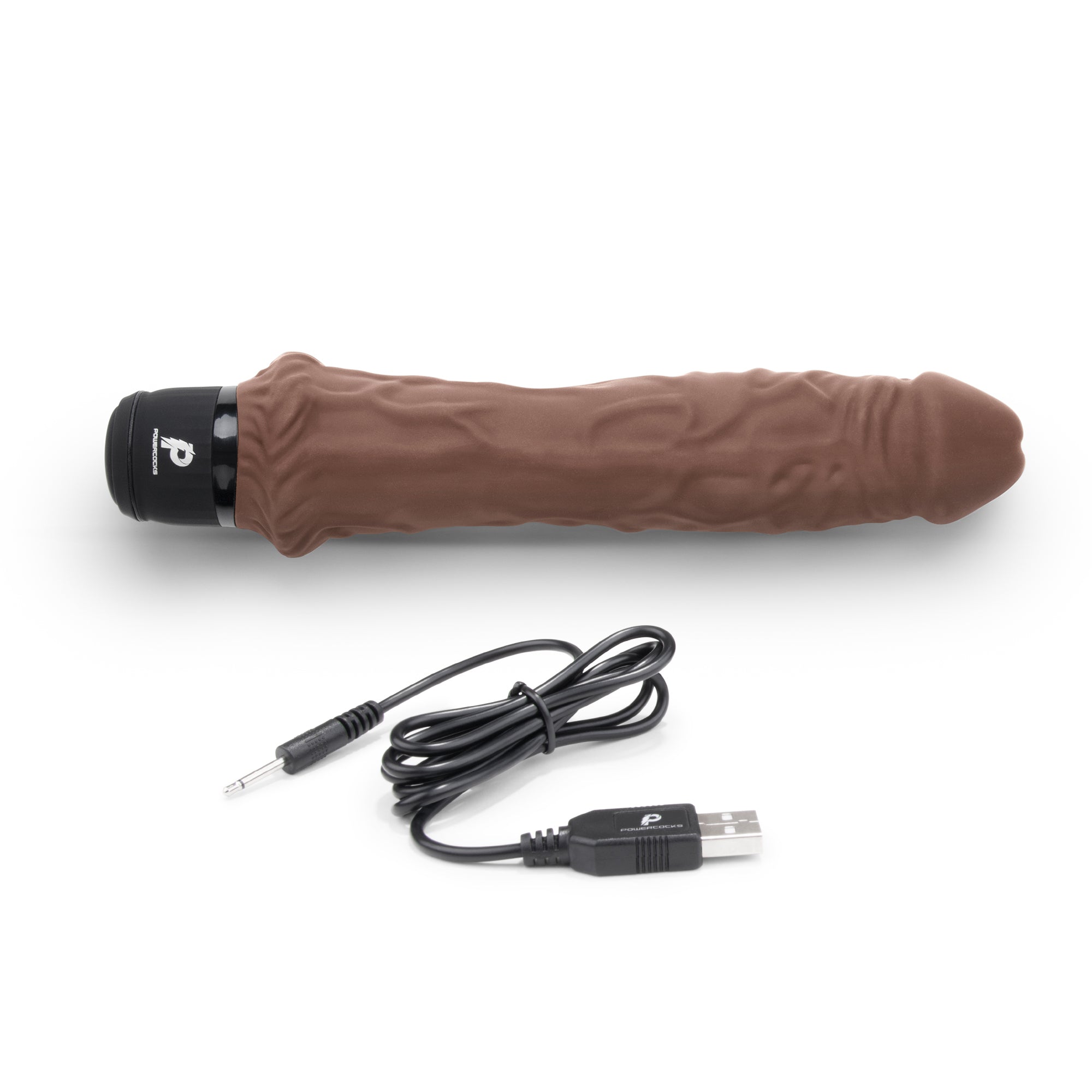 8" Girthy Realistic Vibrator Dark Brown