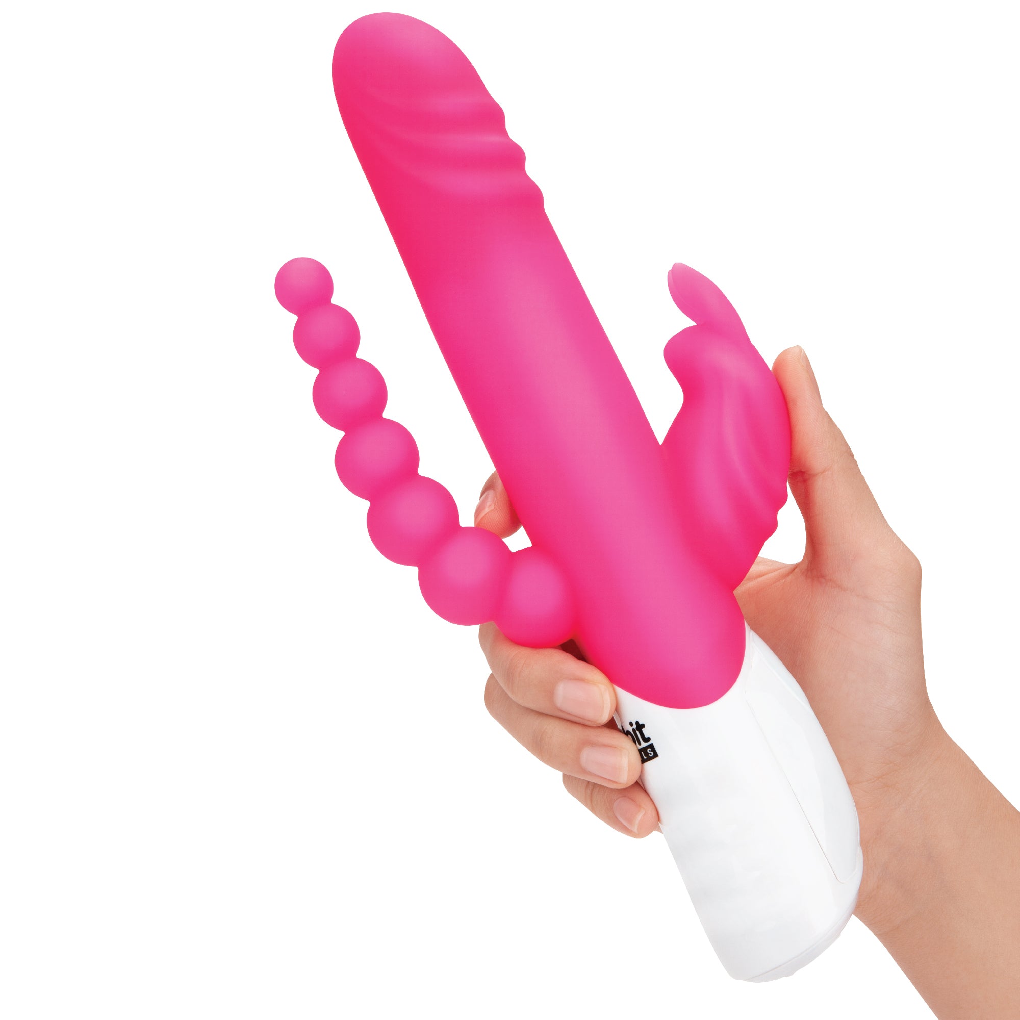 Rechargeable Double Penetration Rabbit Vibrator - Hot Pink