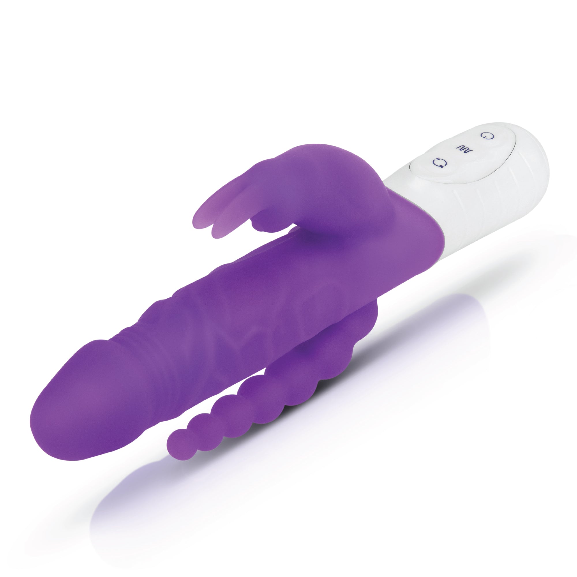 Rechargeable Slim Realistic Double Penetration Rabbit Vibrator - Purple